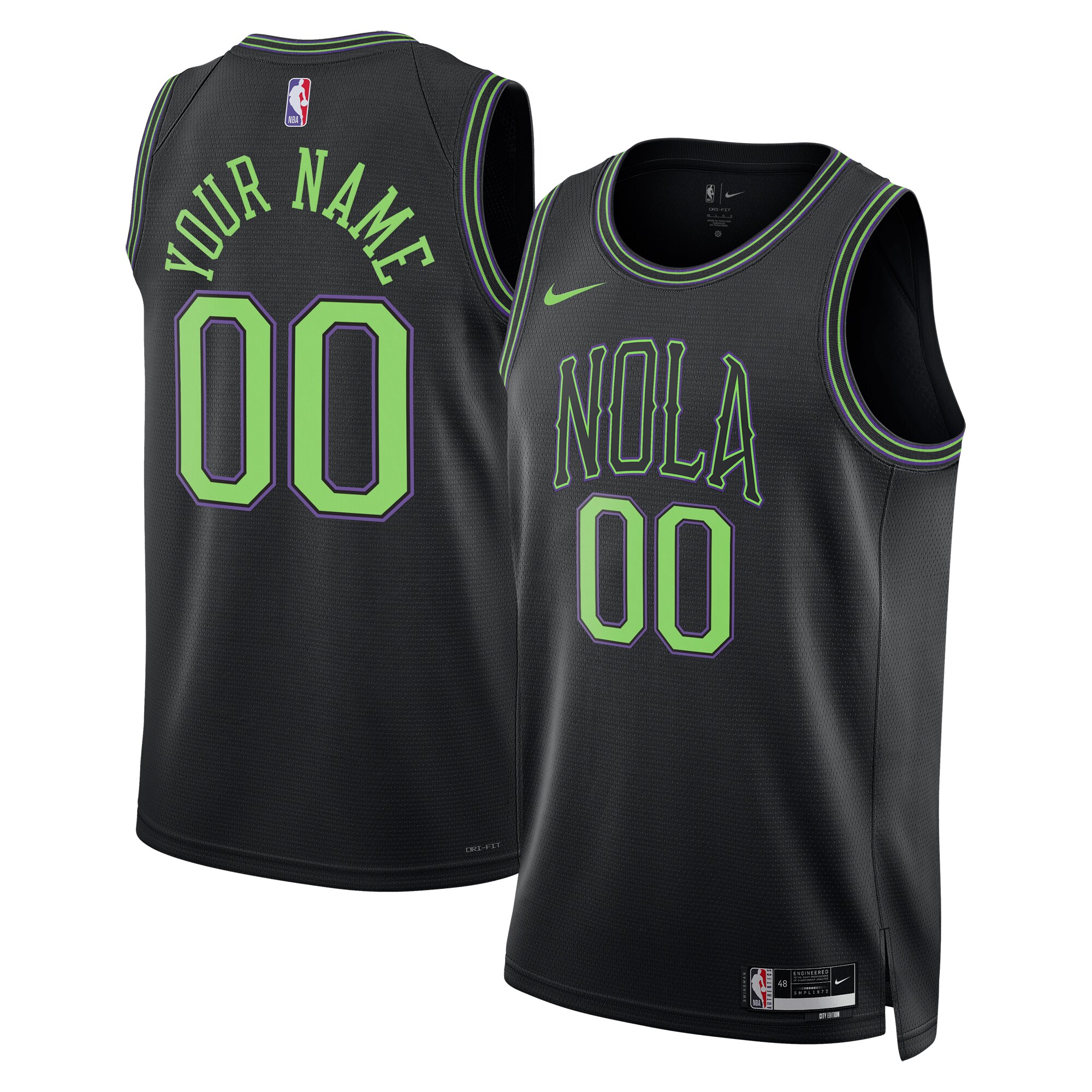  New Orleans Pelicans Nike Unisex 2023/24 Custom Swingman Jersey - Black - City Edition