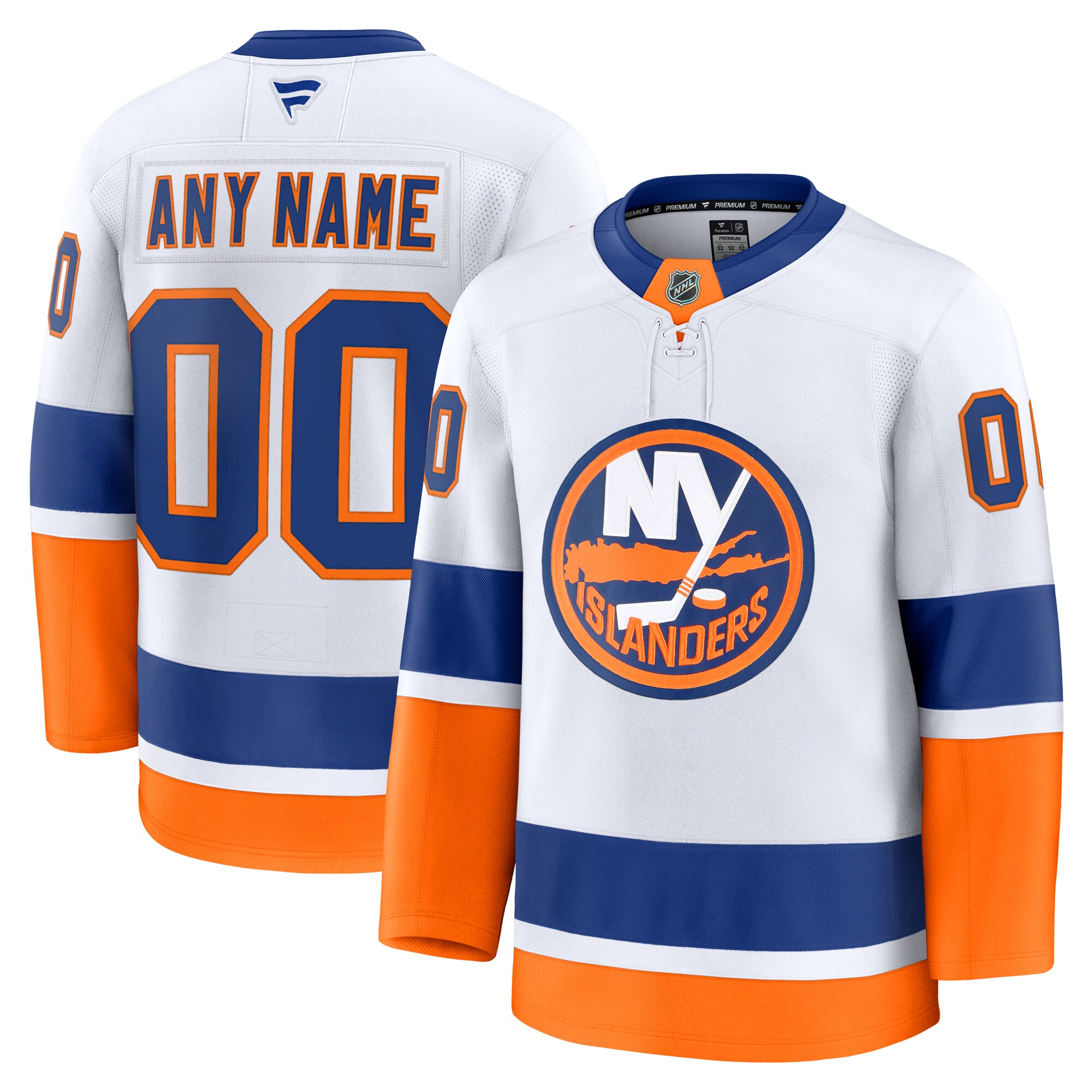 New York Islanders Fanatics Away Premium Custom Jersey - White