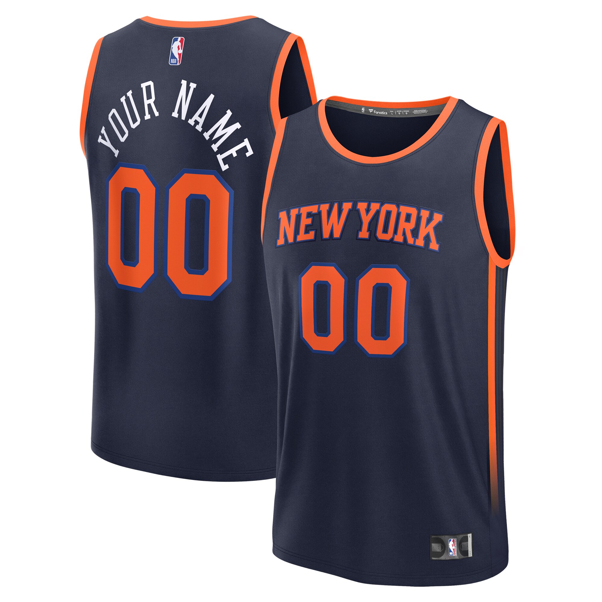 New York Knicks Fanatics Youth Custom Fast Break Jersey - Navy - Statement Edition