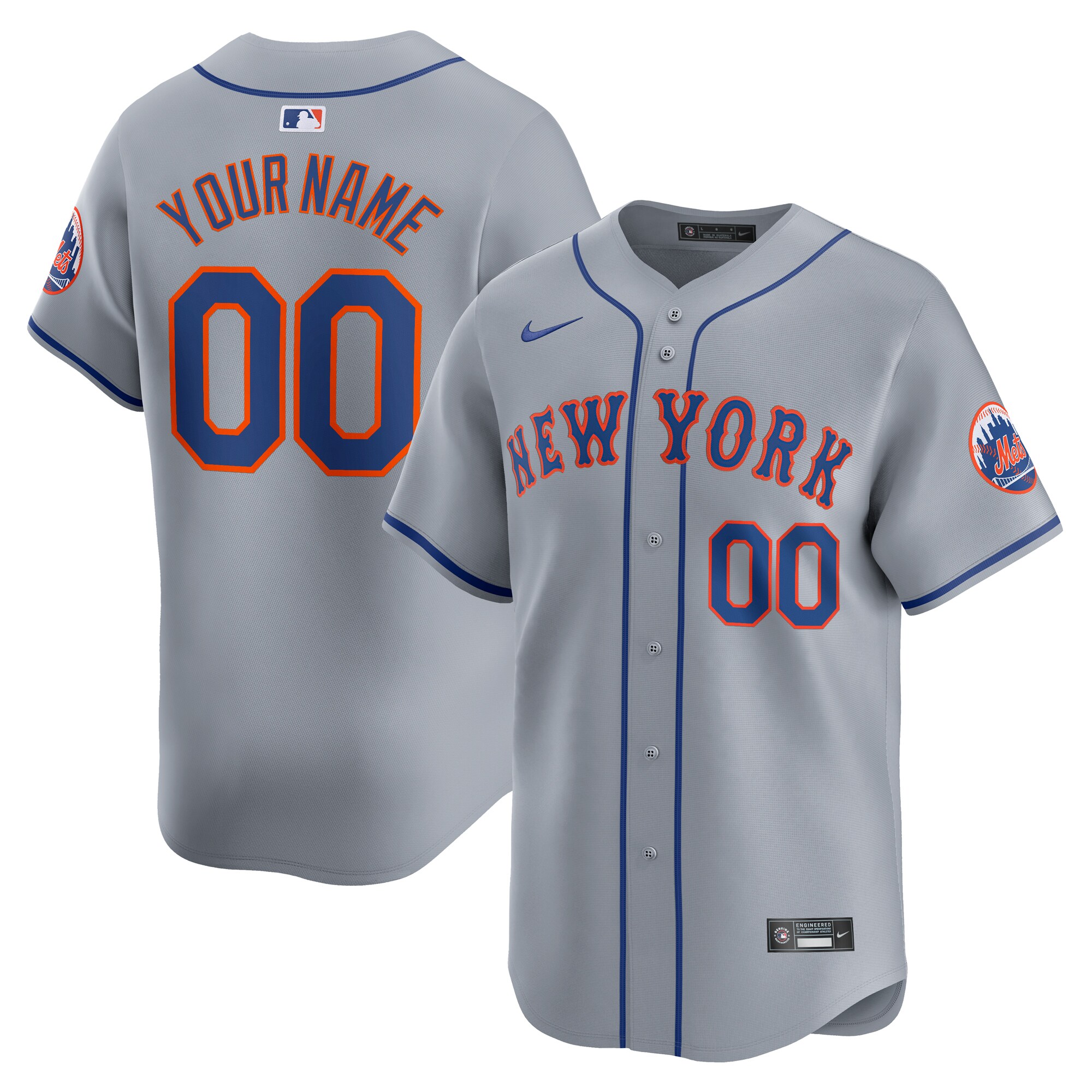  New York Mets Nike Away Limited Custom Jersey - Gray