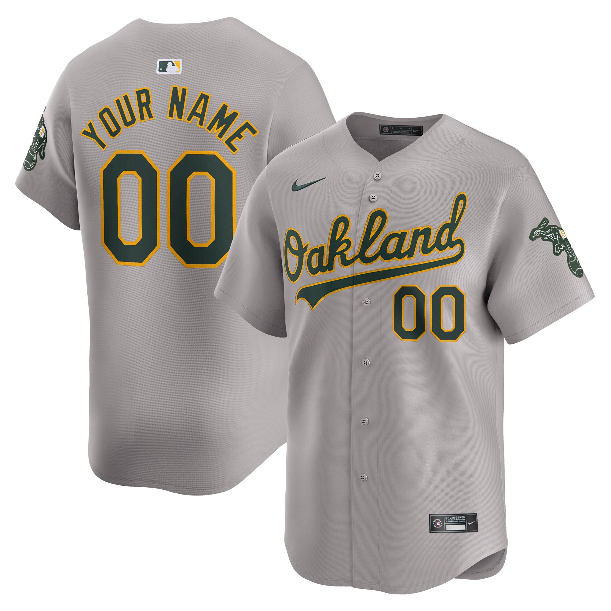  Oakland Athletics Nike Away Limited Custom Jersey - Gray