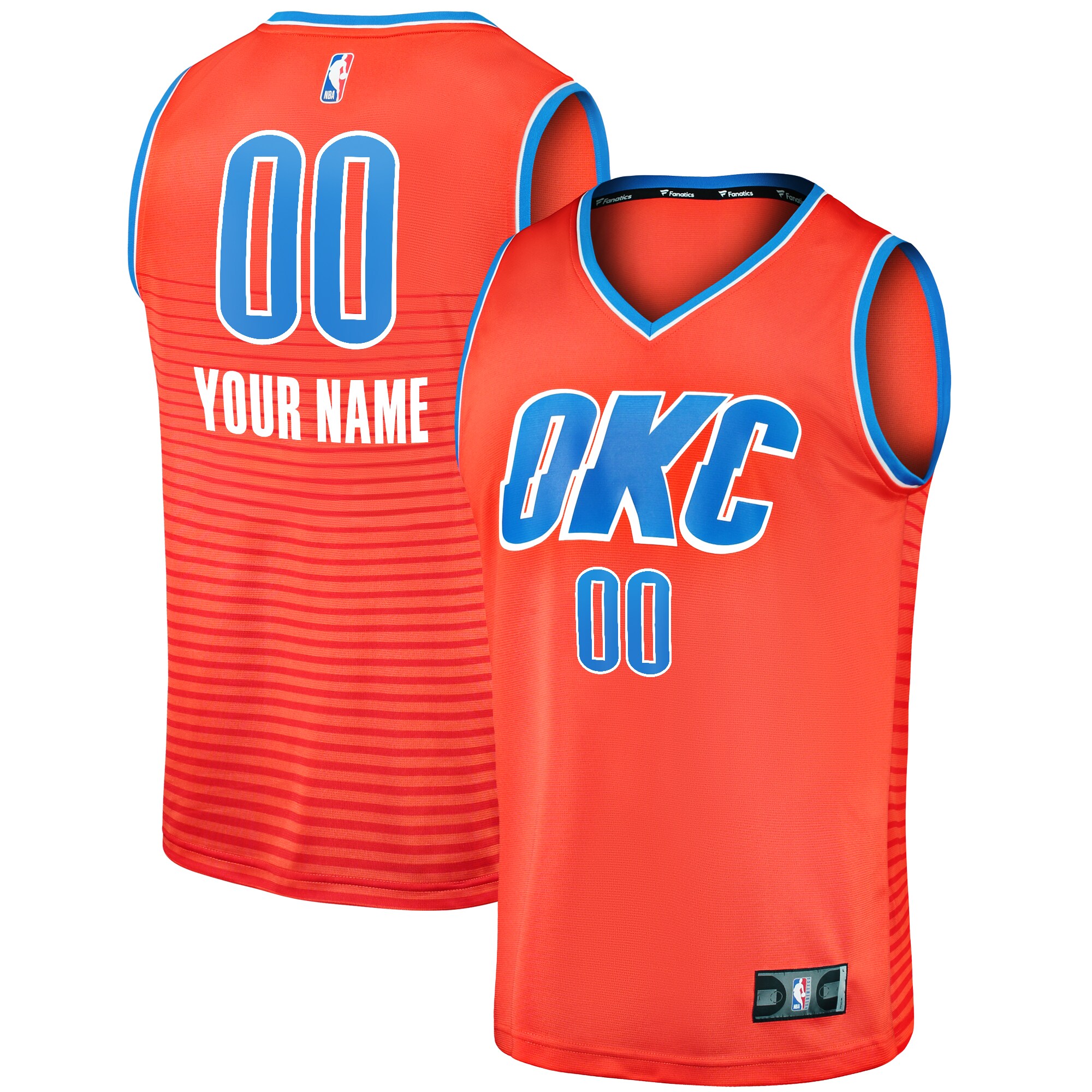  Oklahoma City Thunder Fanatics  Fast Break Custom Replica Jersey - Orange - Statement Edition