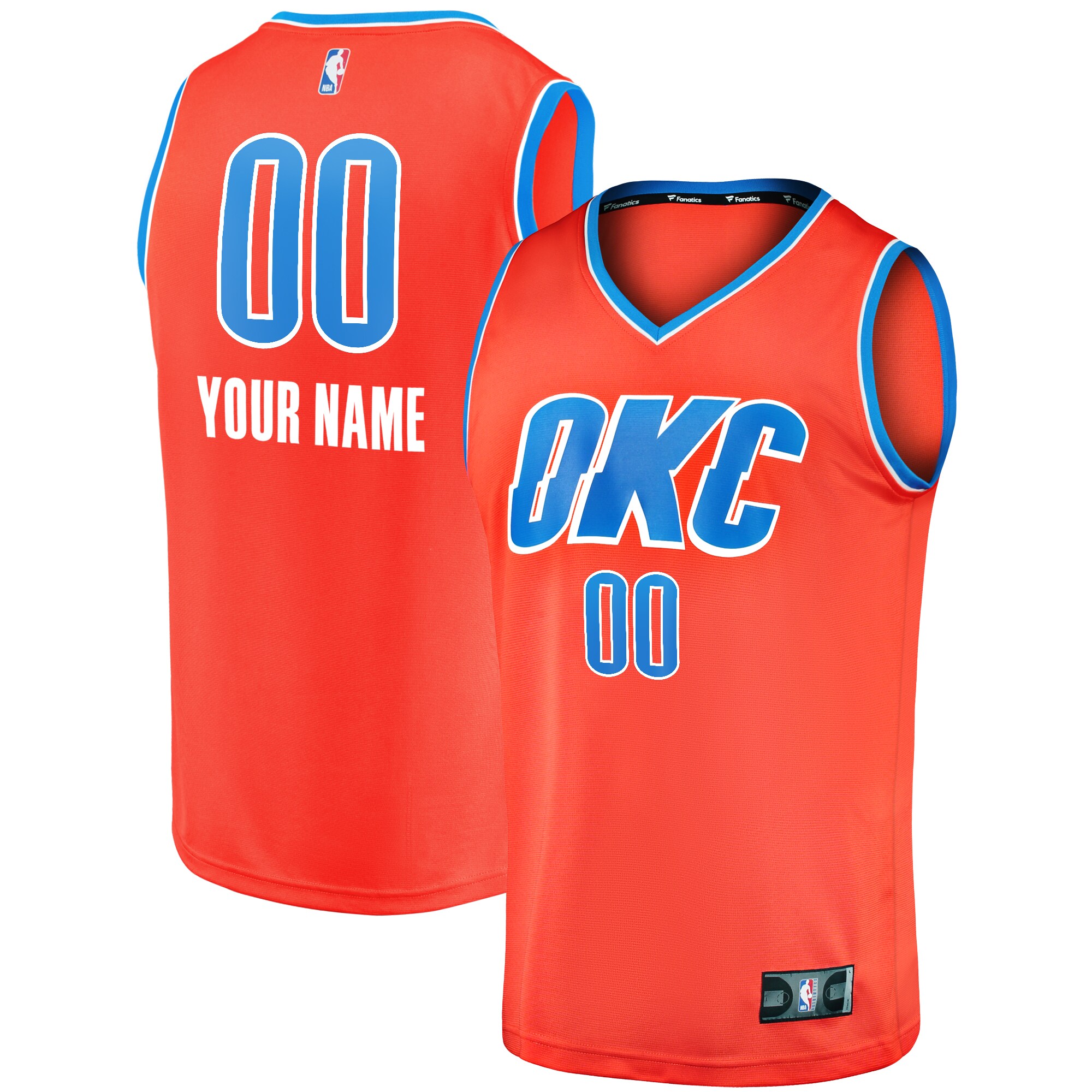  Oklahoma City Thunder Fanatics Youth  Fast Break Replica Custom Jersey - Orange - Statement Edition
