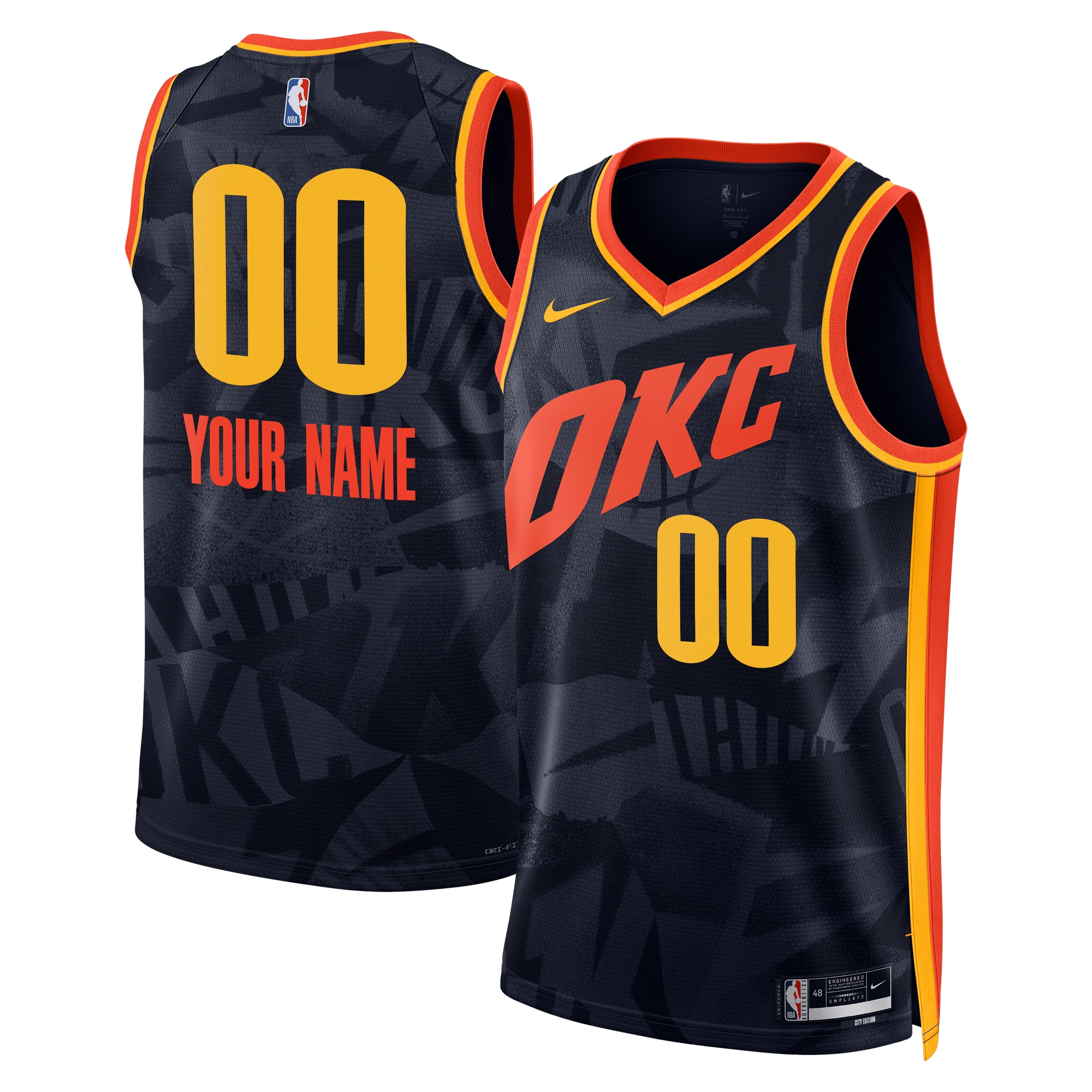  Oklahoma City Thunder Nike Unisex 2023/24 Custom Swingman Jersey - Navy - City Edition