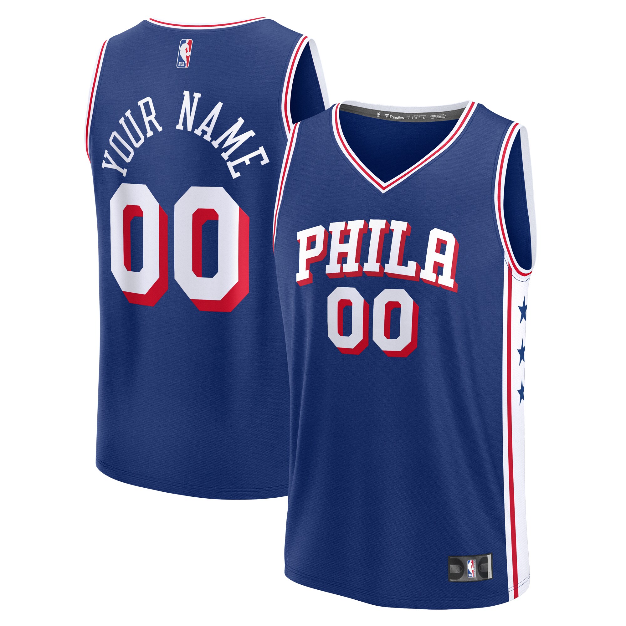  Philadelphia 76ers Fanatics Custom Fast Break Jersey - Blue - Icon Edition