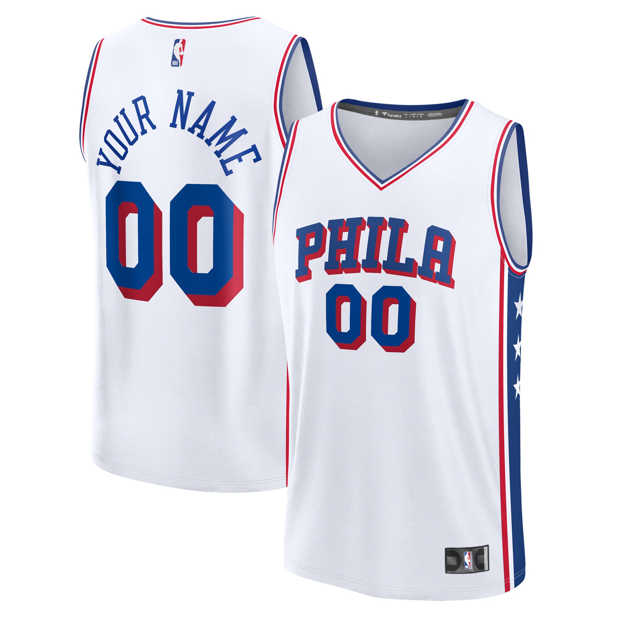  Philadelphia 76ers Fanatics Custom Fast Break Jersey - White - Association Edition