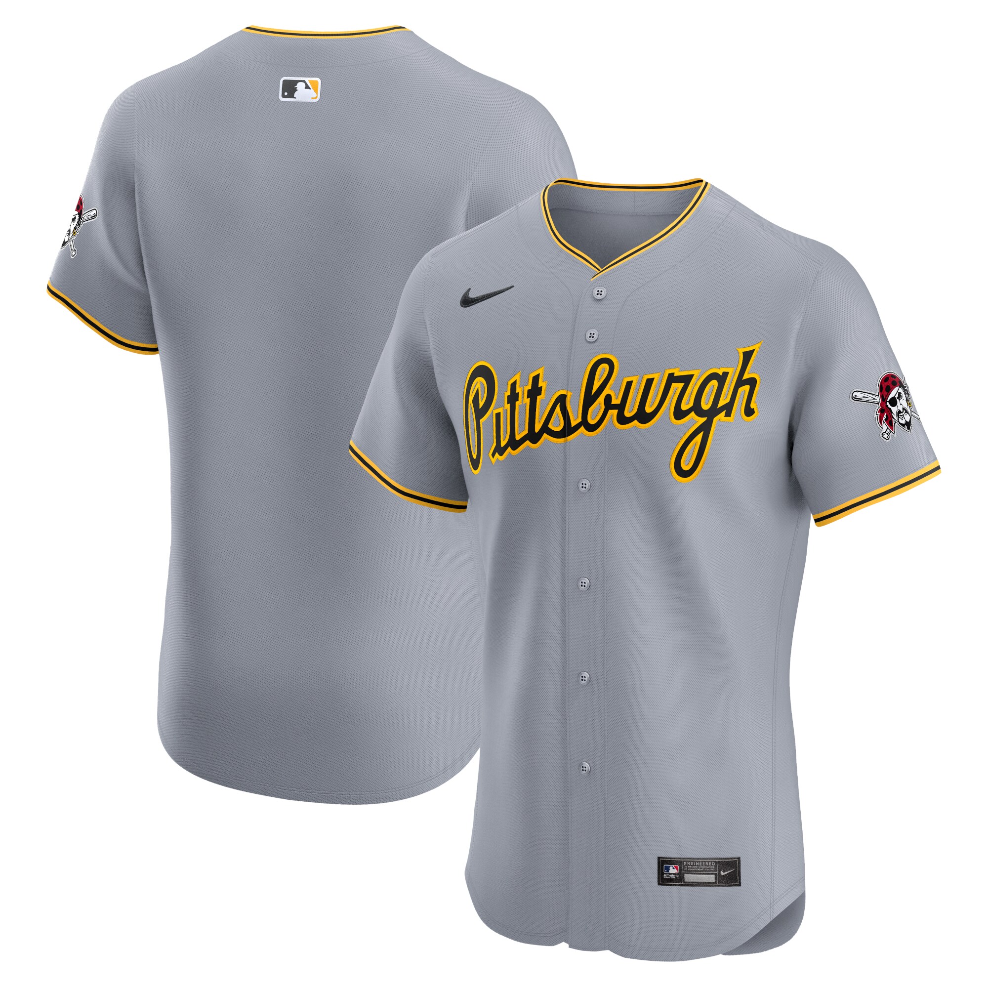  Pittsburgh Pirates Nike Road Vapor Premier Elite Patch Jersey - Gray