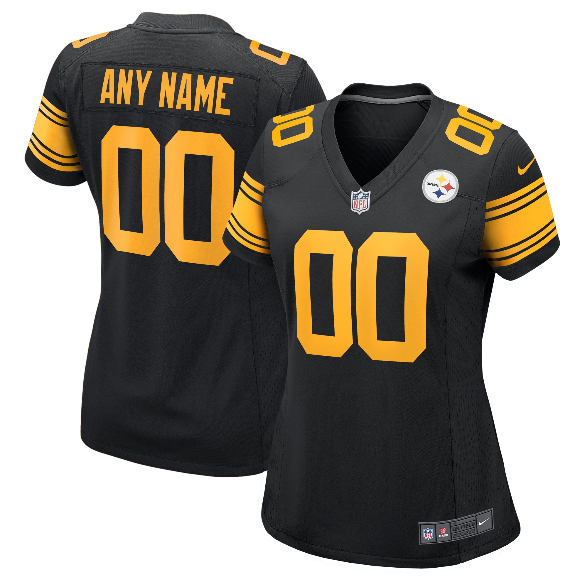  Pittsburgh Steelers Nike Women's Alternate Custom Game Jersey - Black