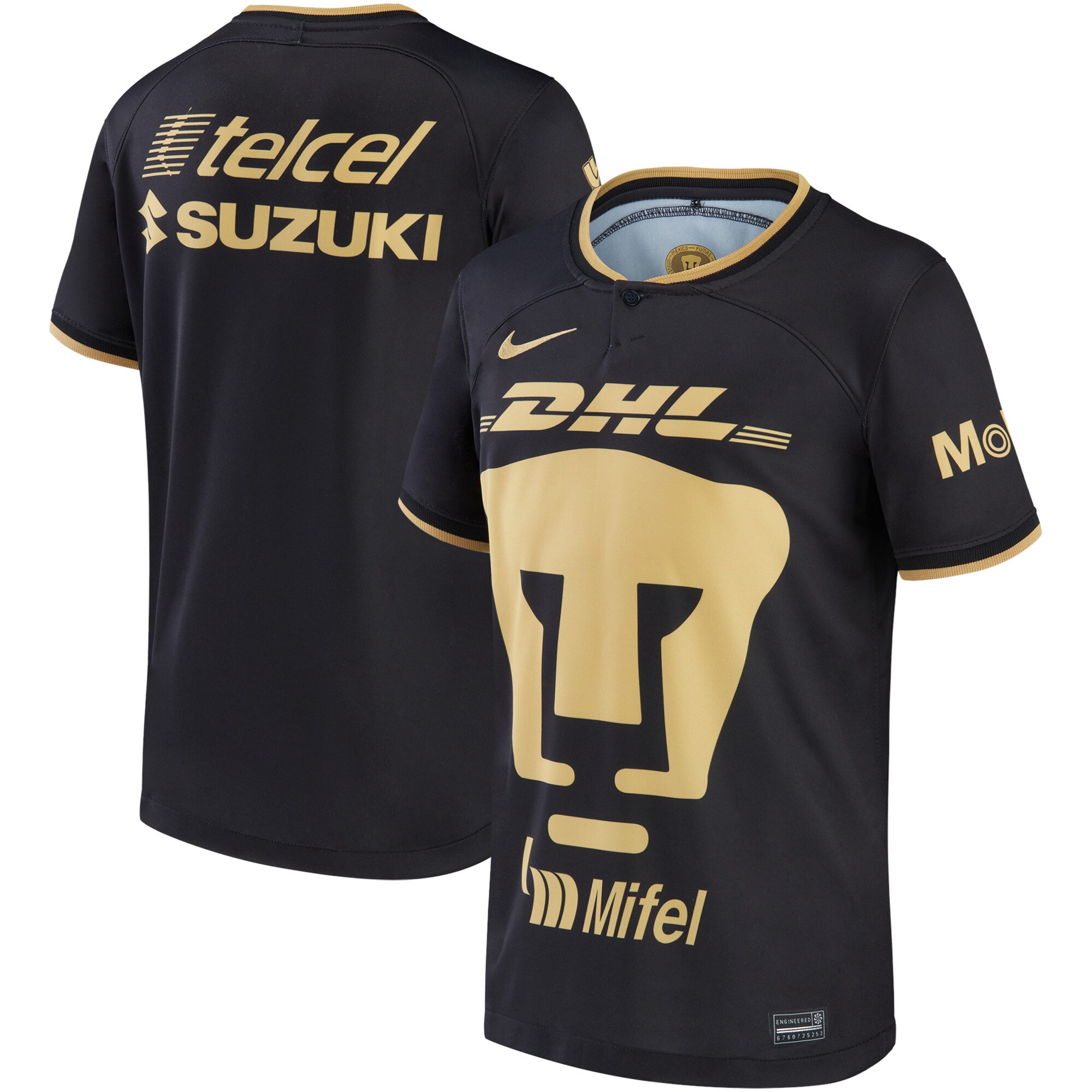  Pumas Nike Youth 2022/23 Stadium Third Replica Jersey - Black