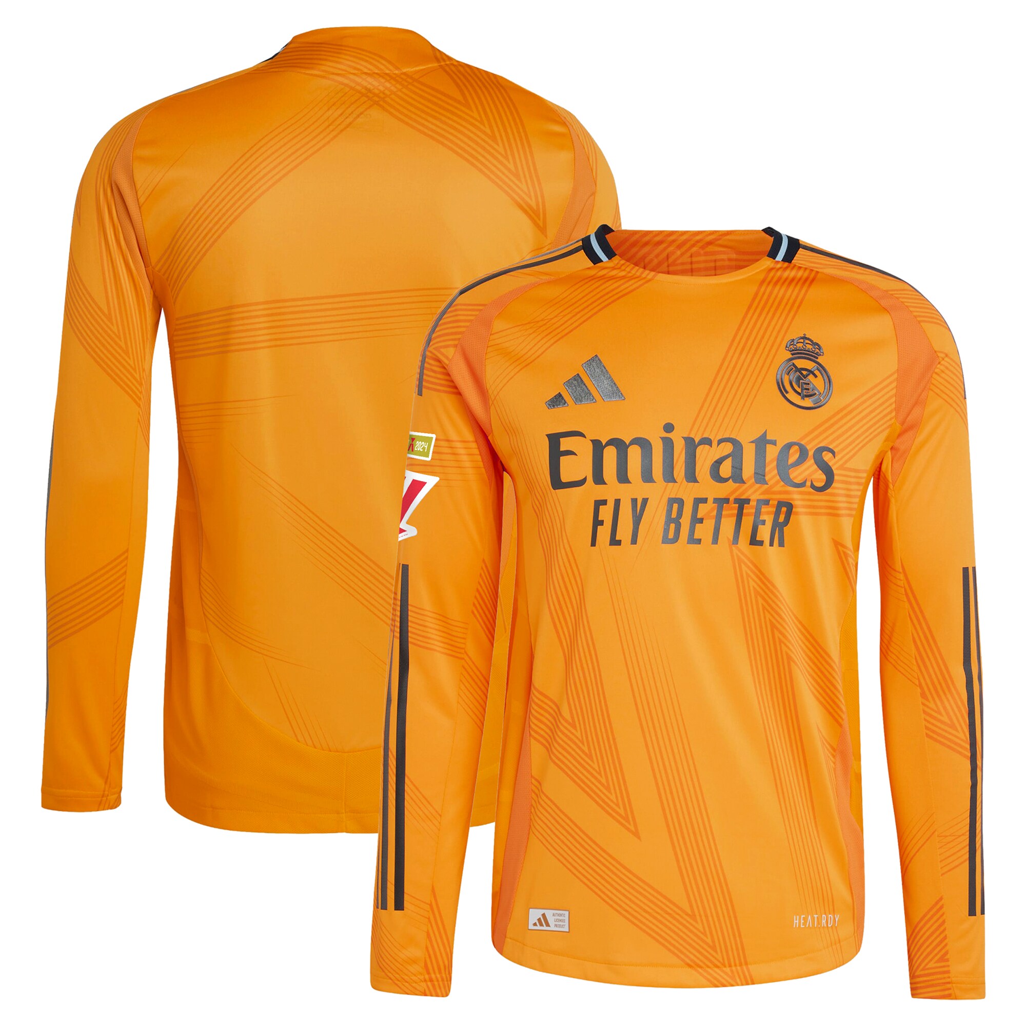  Real Madrid adidas 2024/25 Away Authentic Long Sleeve Jersey - Orange