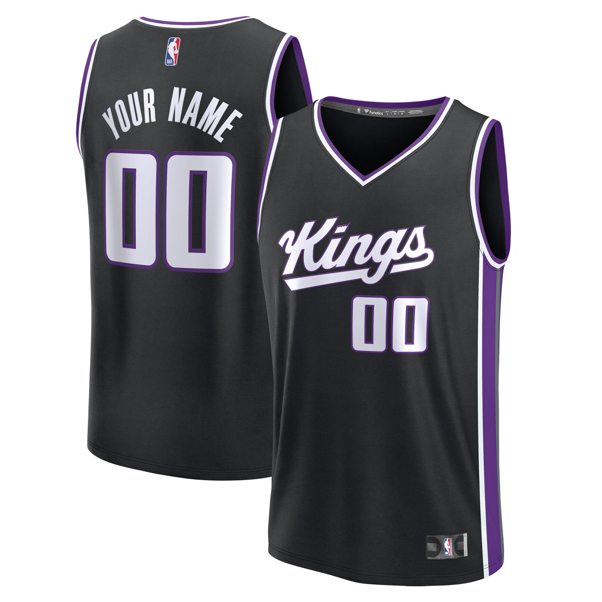  Sacramento Kings Fanatics Custom Fast Break Jersey - Black - Icon Edition