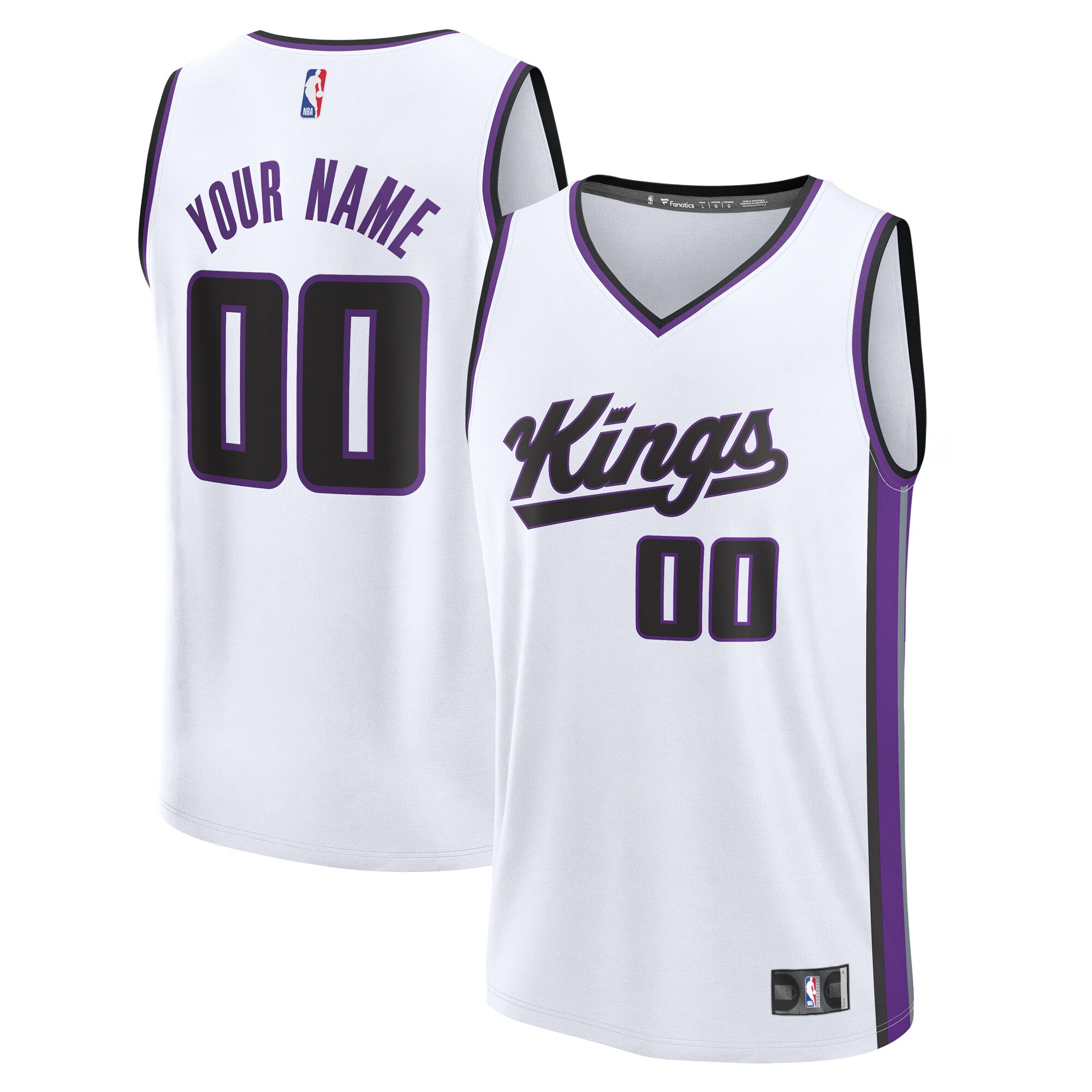  Sacramento Kings Fanatics Custom Fast Break Jersey - White - Association Edition