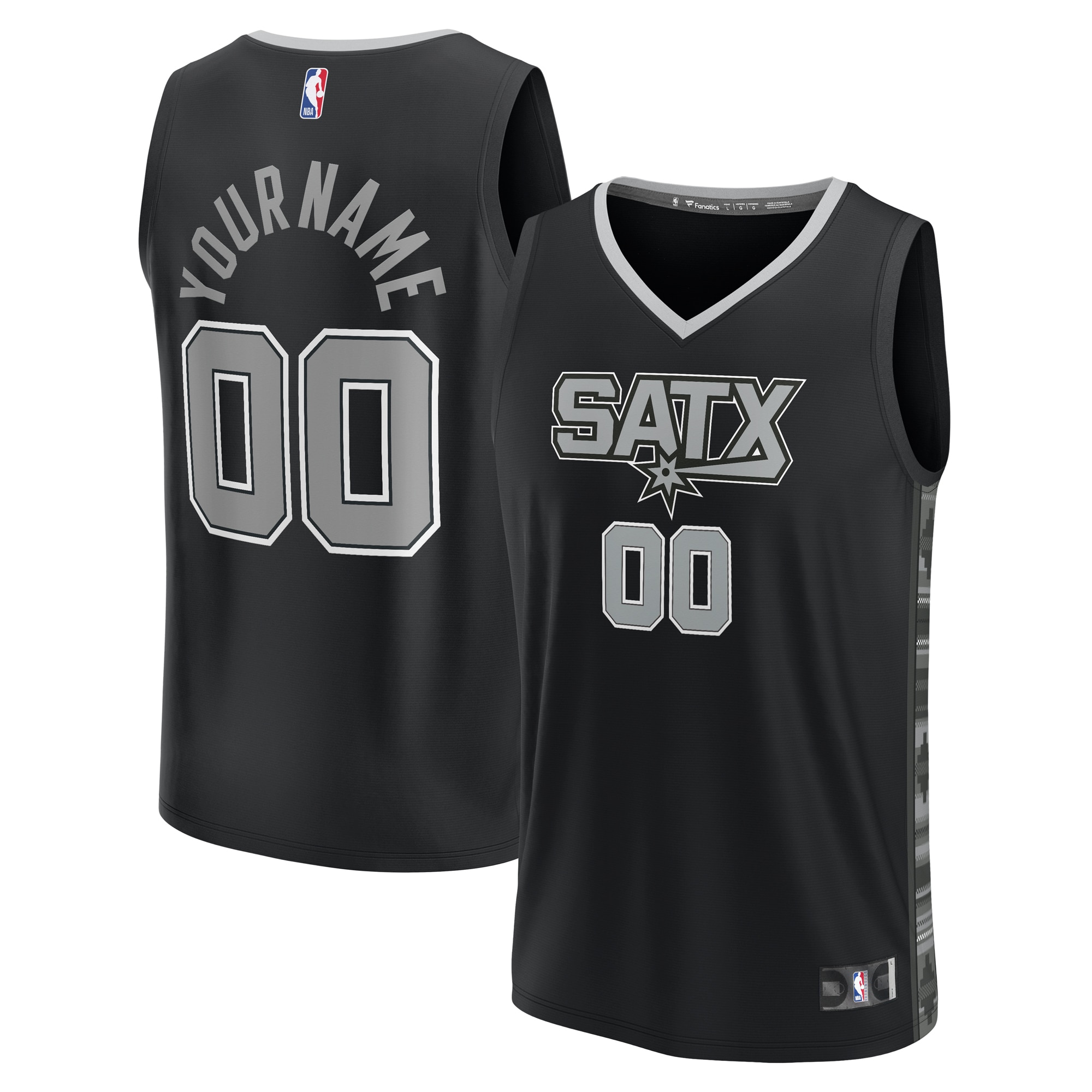  San Antonio Spurs Fanatics  Fast Break Custom Replica Jersey - Black - Statement Edition