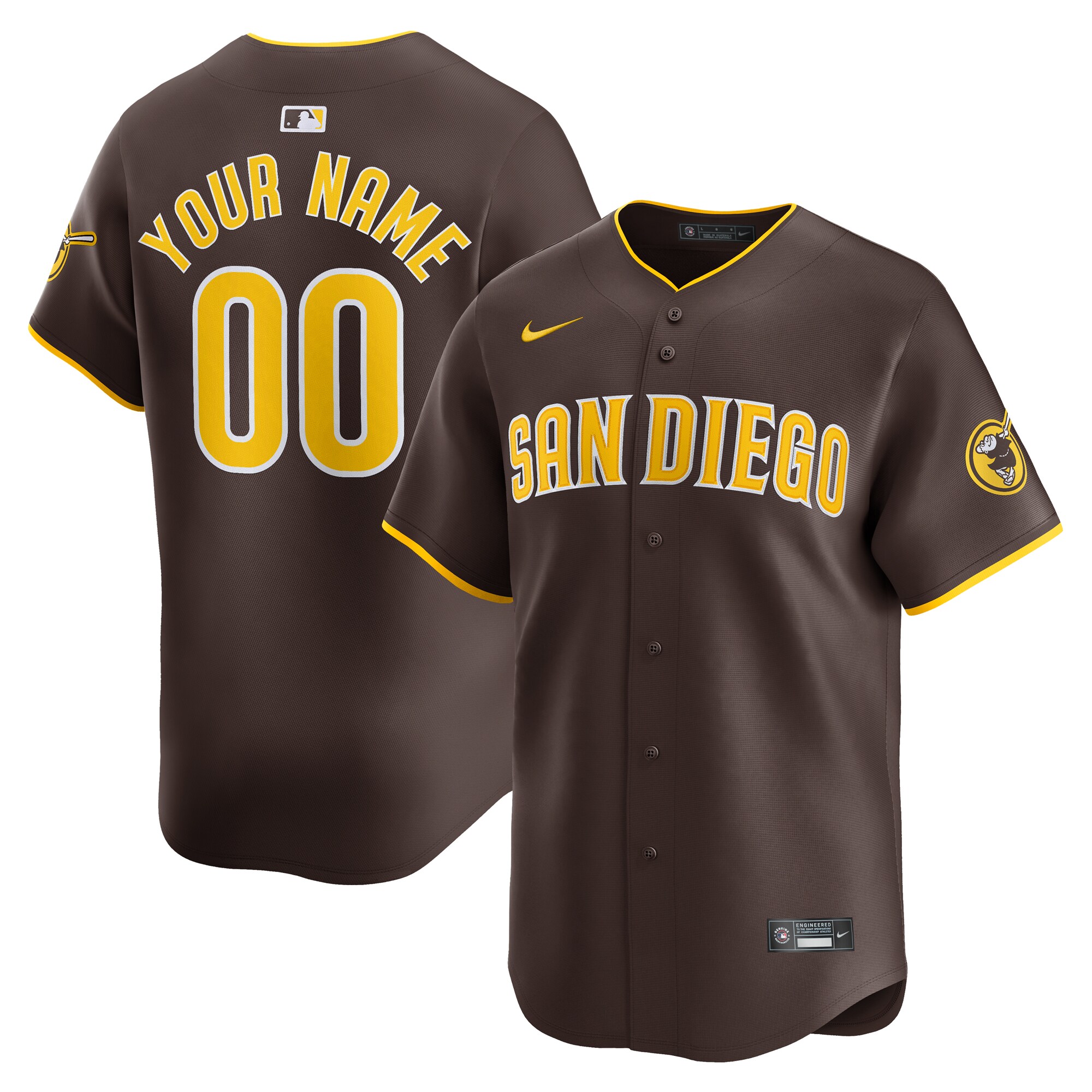 San Diego Padres Nike Away Limited Custom Jersey - Brown
