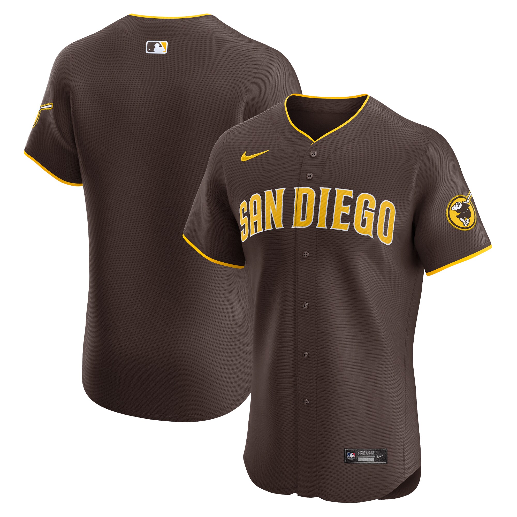  San Diego Padres Nike Road Vapor Premier Elite Patch Jersey - Brown