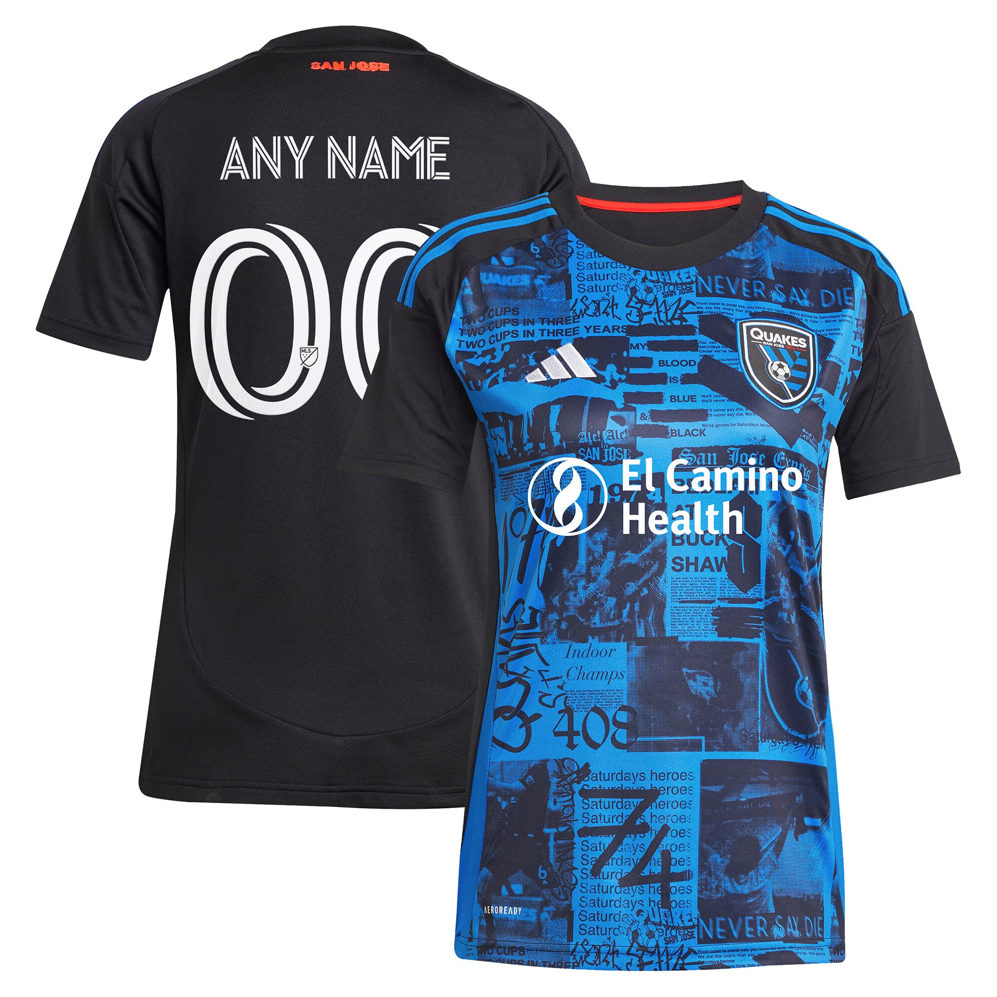  San Jose Earthquakes adidas Women's 2025 Headliner Replica Custom Jersey - Black