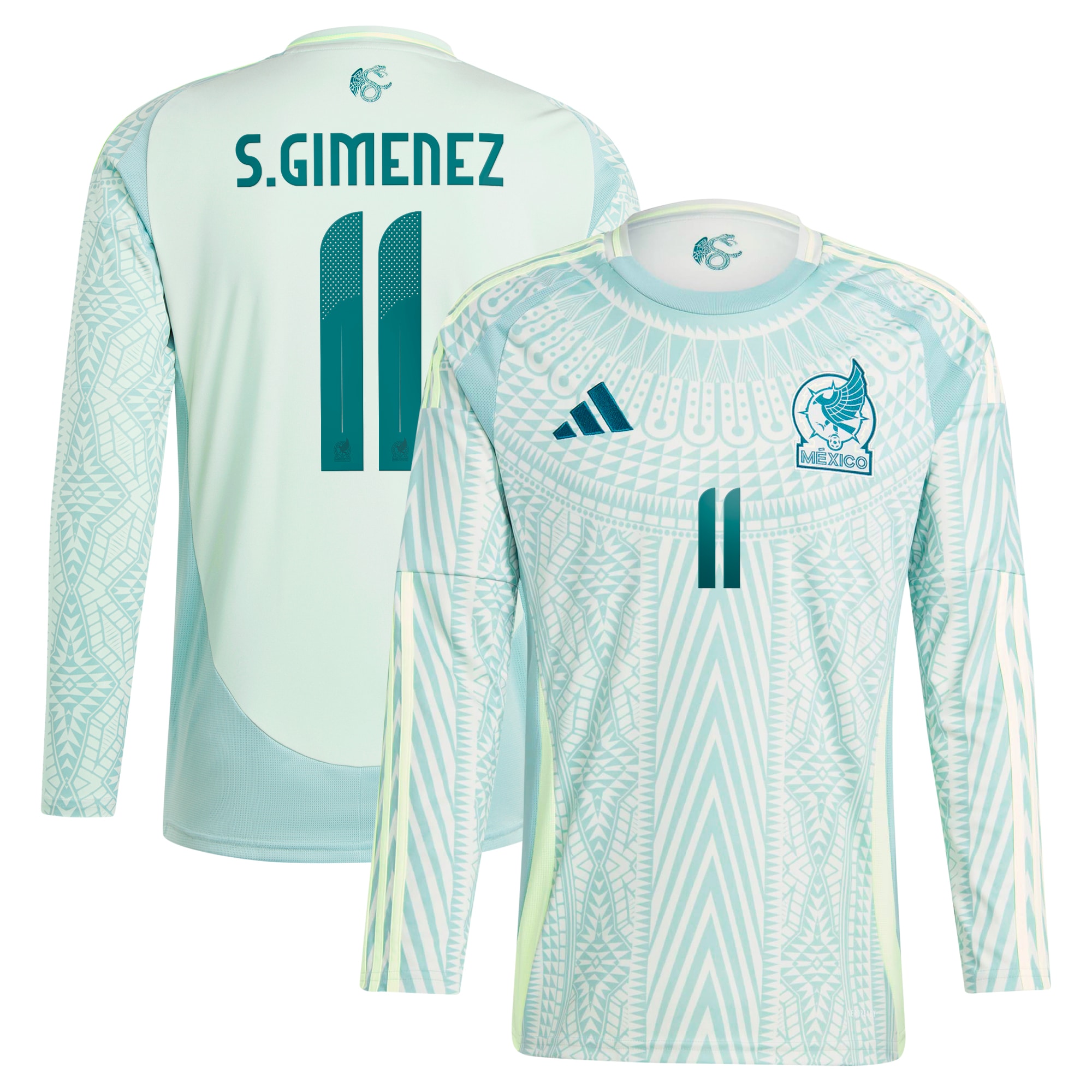 Santiago GimÃ©nez Mexico National Team adidas 2024 Away Replica Player Long Sleeve Jersey - Green