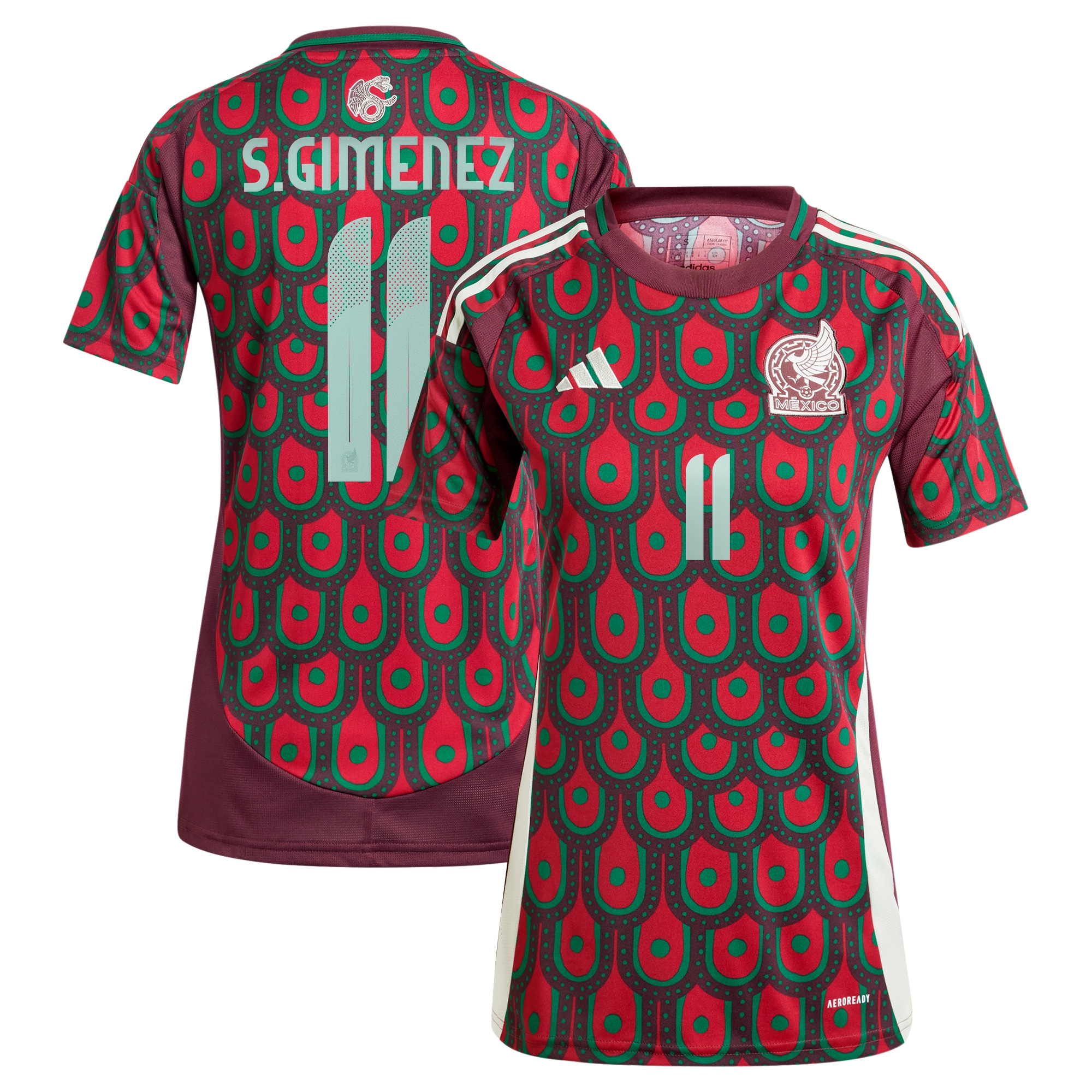 Santiago GimÃ©nez Mexico National Team adidas Women's 2024 Home Replica Player Jersey - Burgundy