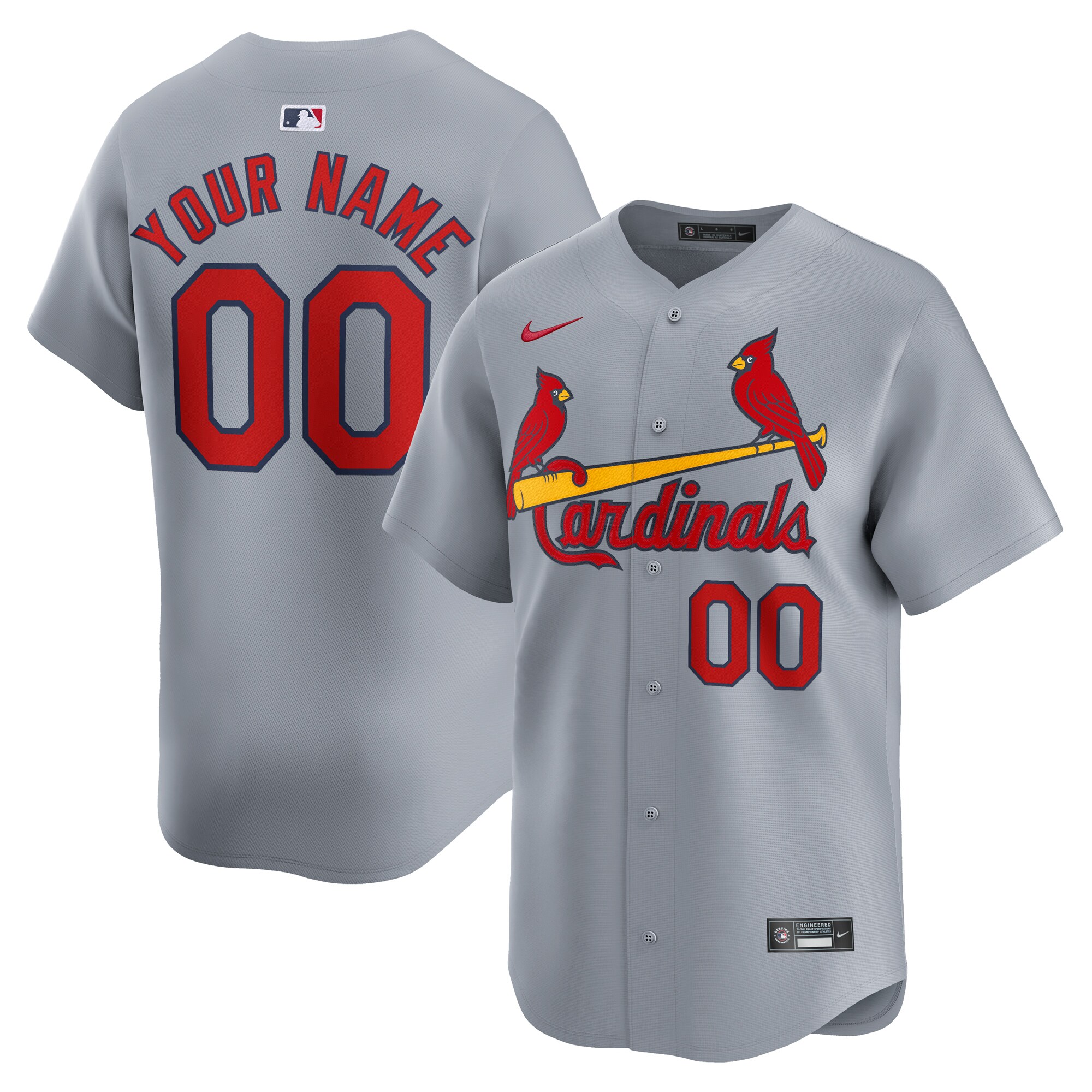  St. Louis Cardinals Nike Away Limited Custom Jersey - Gray