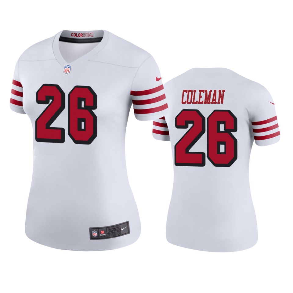 Tevin Coleman White Color Rush Legend Jersey