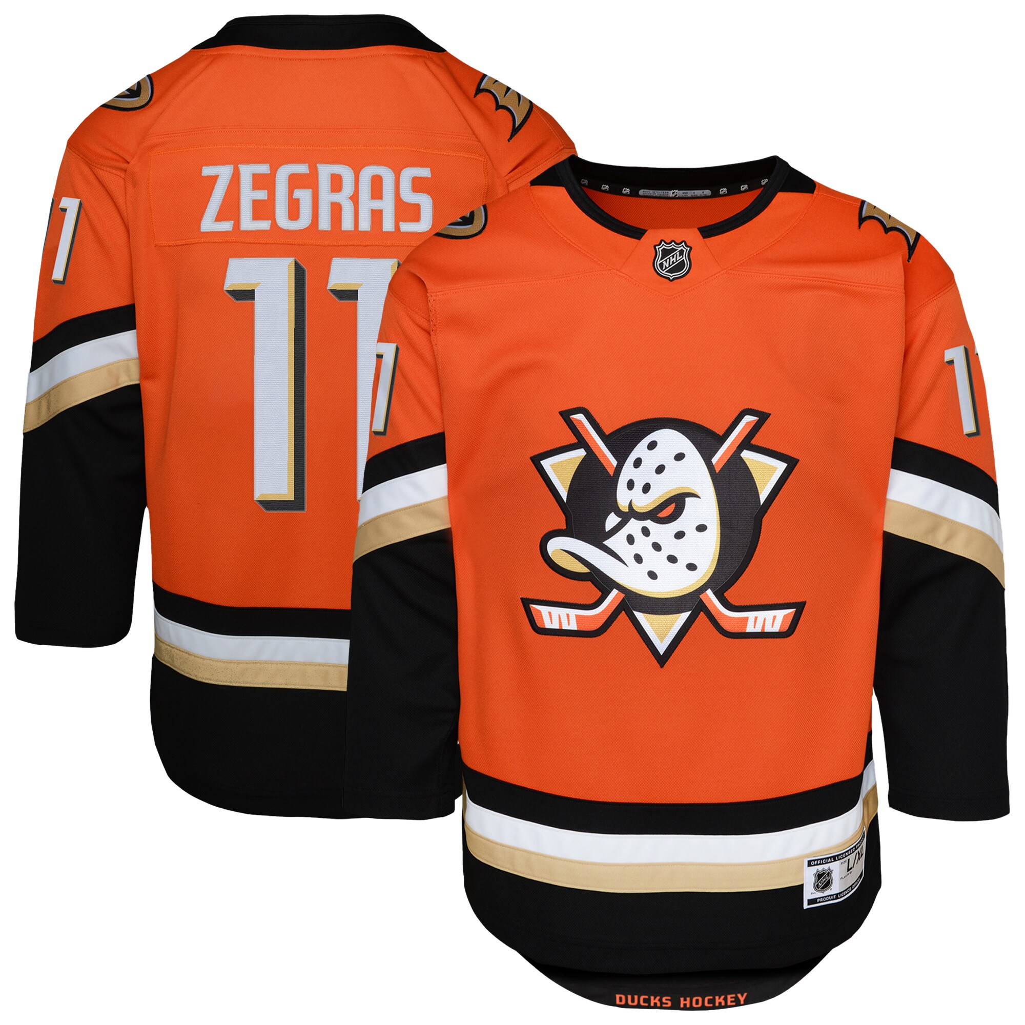Trevor Zegras Anaheim Ducks Youth Premier Player Jersey - Orange
