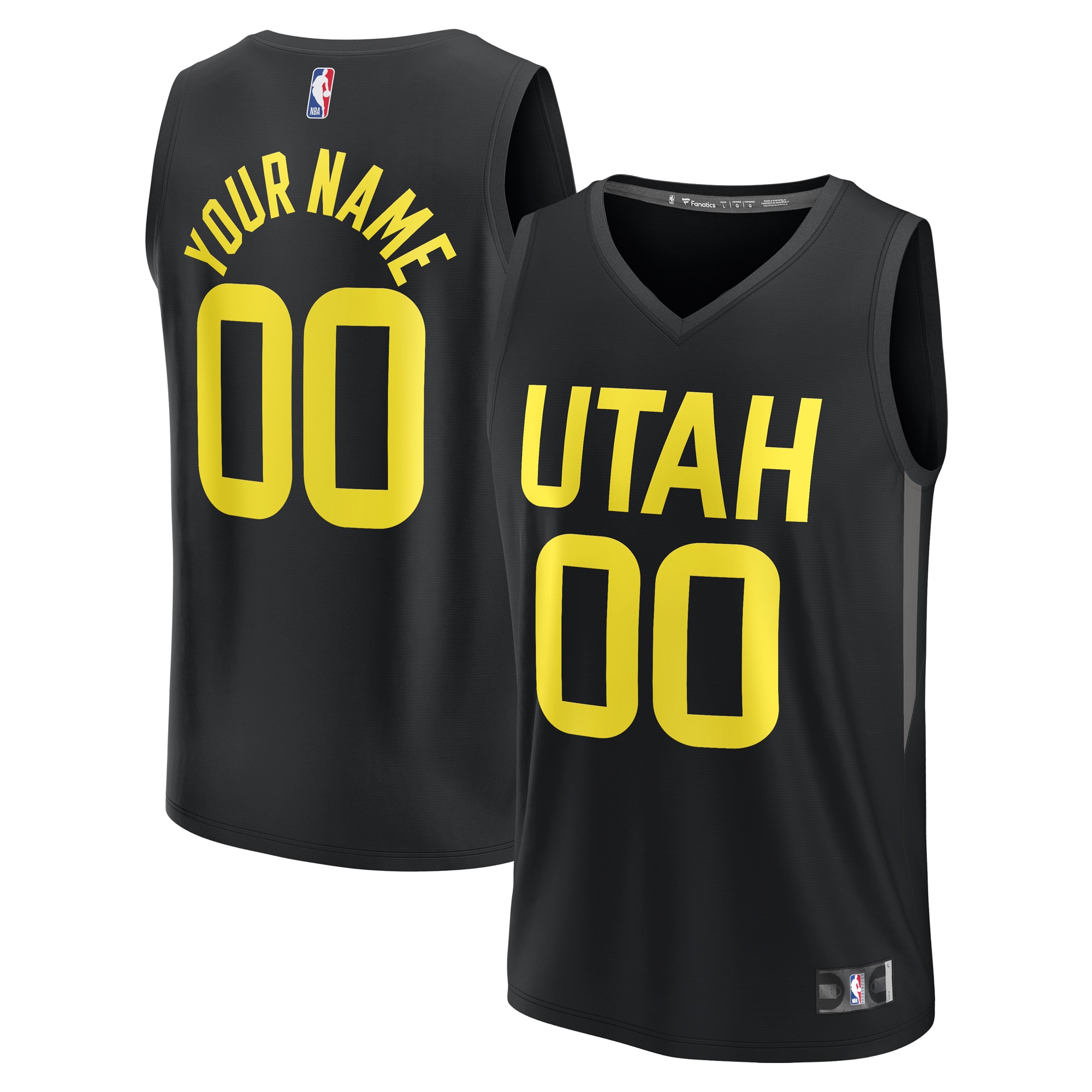  Utah Jazz Fanatics  Fast Break Custom Replica Jersey - Black - Statement Edition
