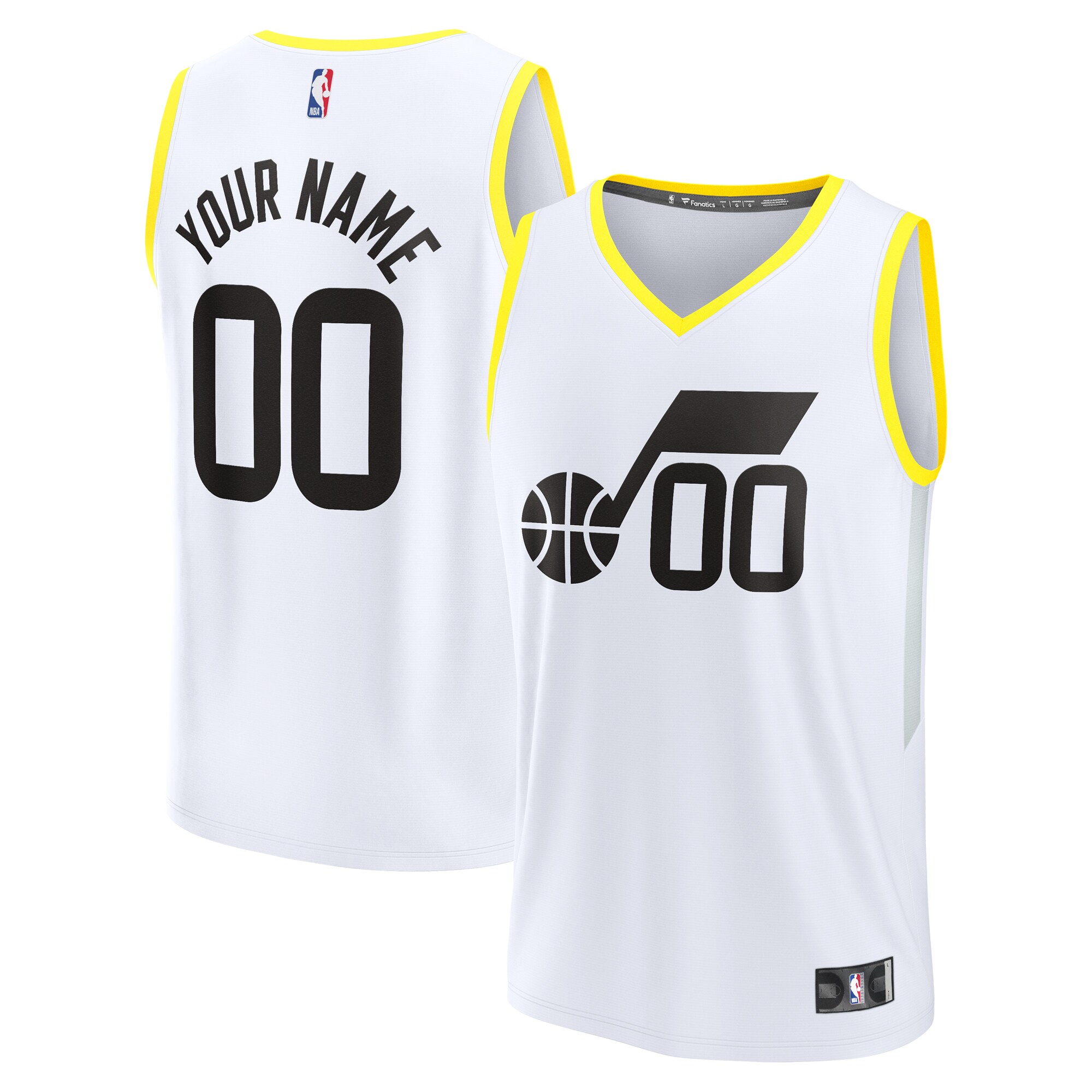  Utah Jazz Fanatics Youth Fast Break Replica Custom Jersey - Association Edition - White