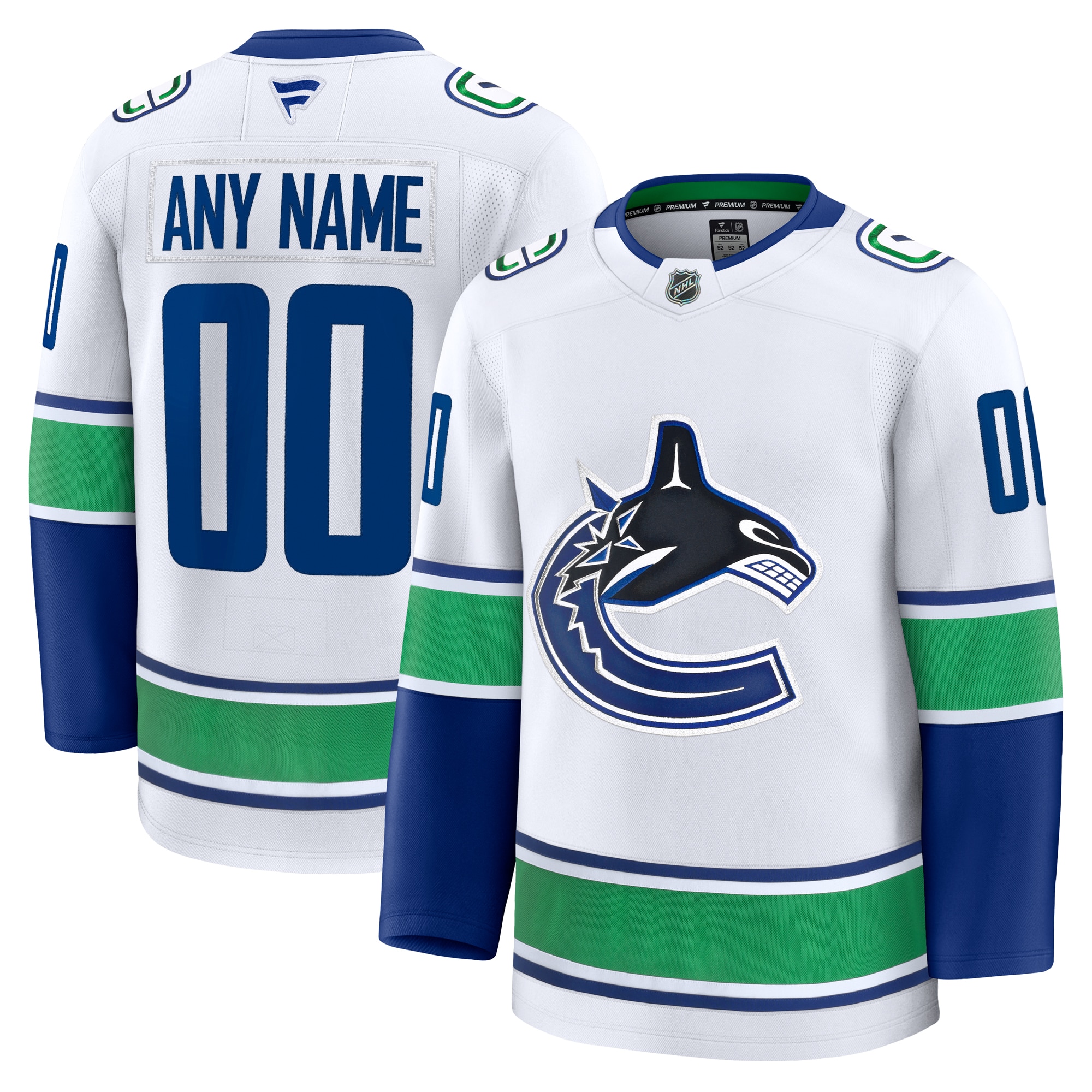 Vancouver Canucks Fanatics Away Premium Custom Jersey - White