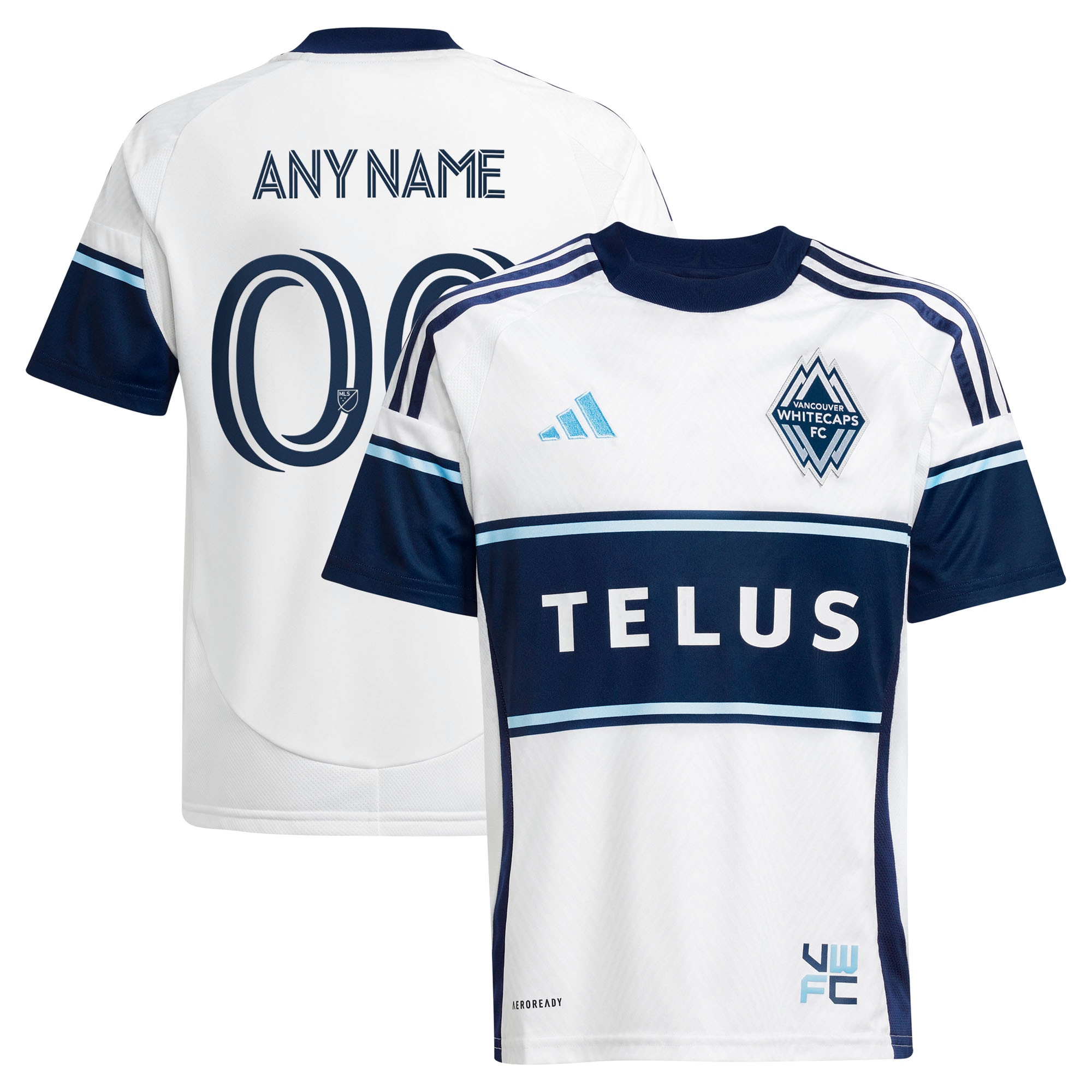  Vancouver Whitecaps FC adidas Youth 2025 The Peak Replica Custom Jersey - White
