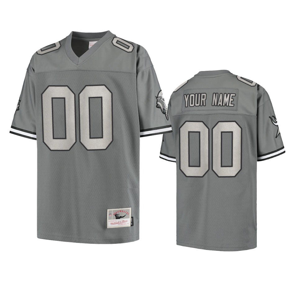 Vikings Custom Metal Replica Charcoal Jersey