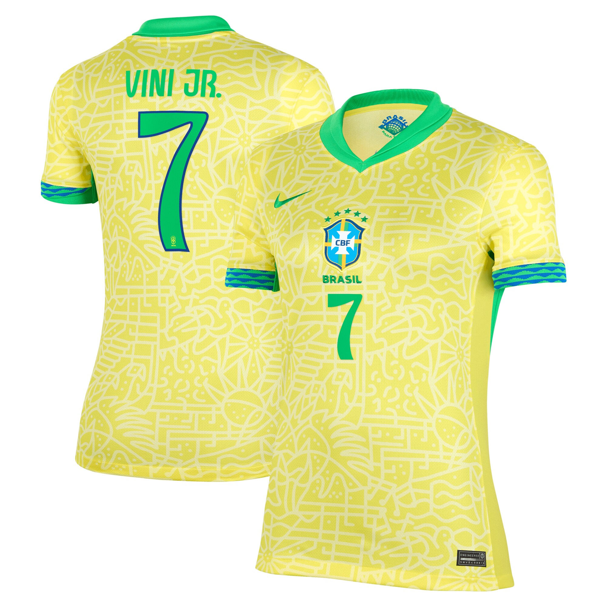 Vini Jr. Brazil National Team Nike Women's 2024 Home Replica Jersey - Yellow