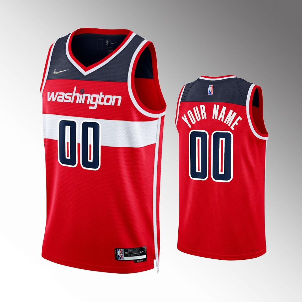 Washington Wizards #00 Custom Red 2022 Icon Edition Diamond Jersey