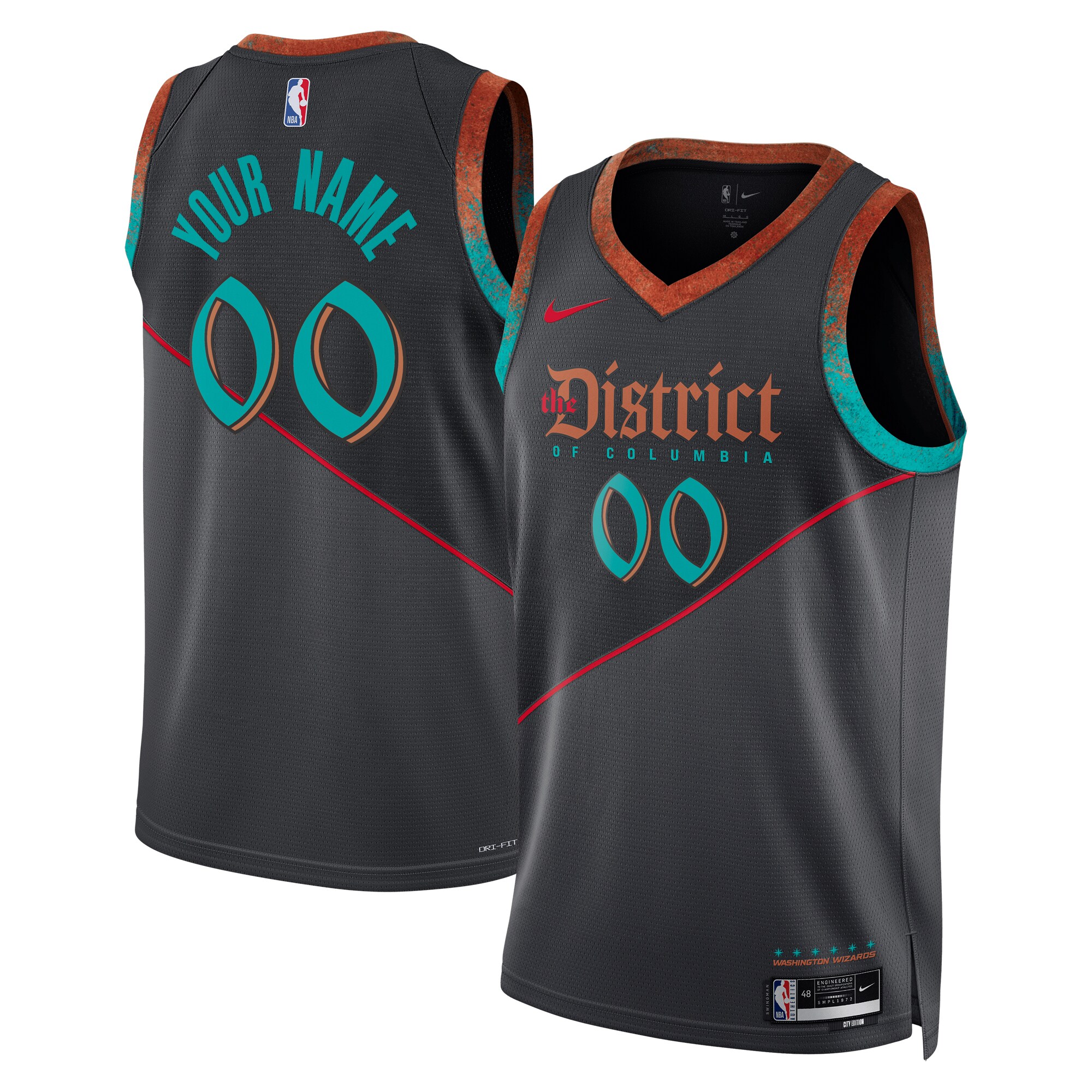  Washington Wizards Nike Unisex 2023/24 Custom Swingman Jersey - Black - City Edition