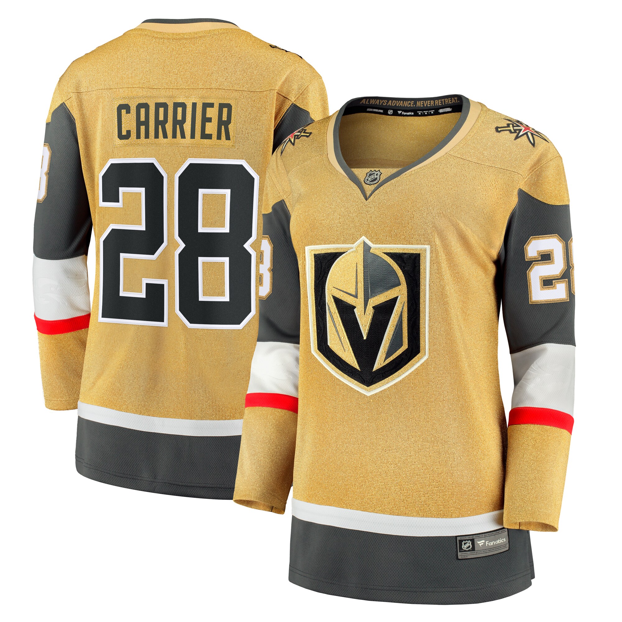 William Carrier Vegas Golden Knights Fanatics Women's Home Breakaway Player Jersey - Gold