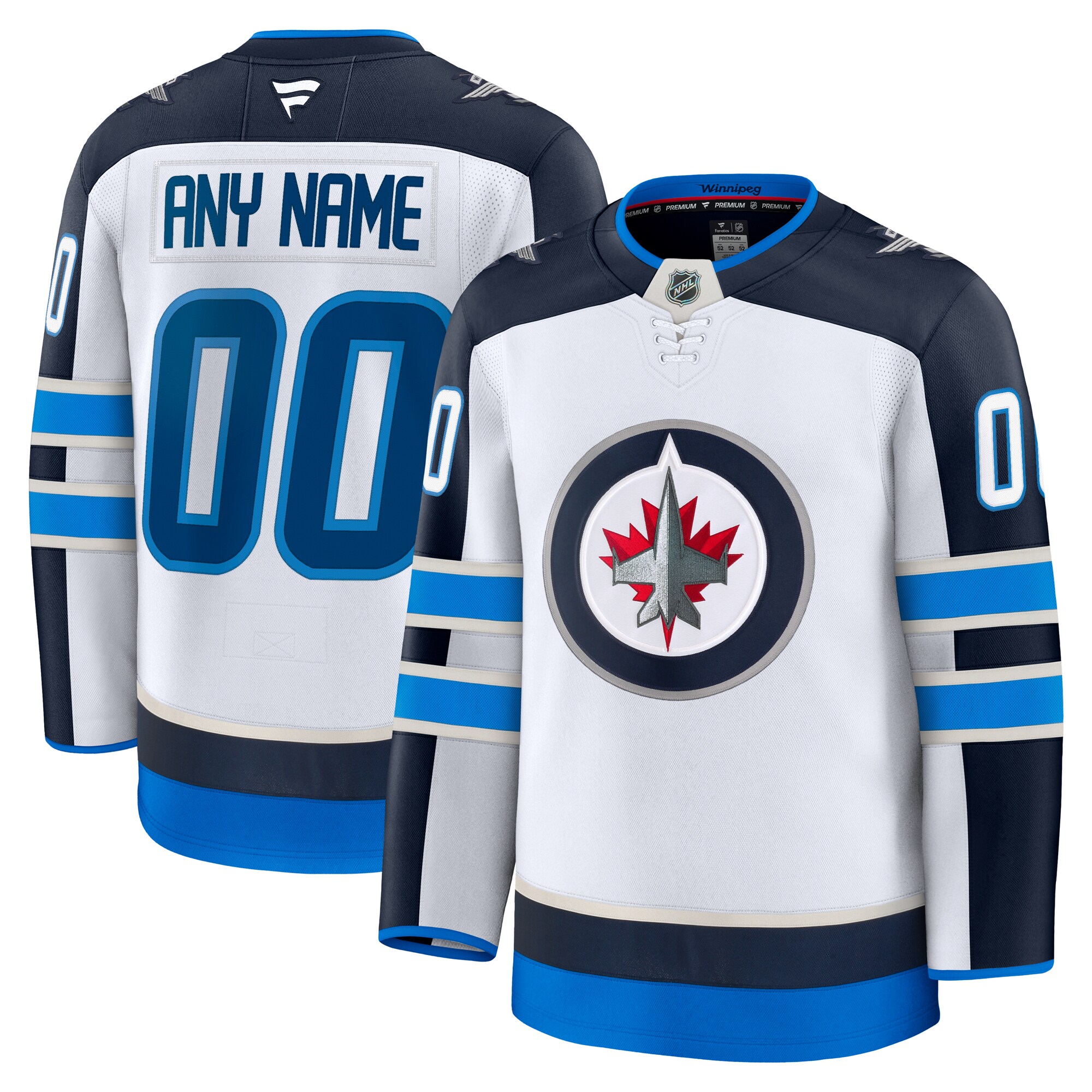 Winnipeg Jets Fanatics Away Premium Custom Jersey - White