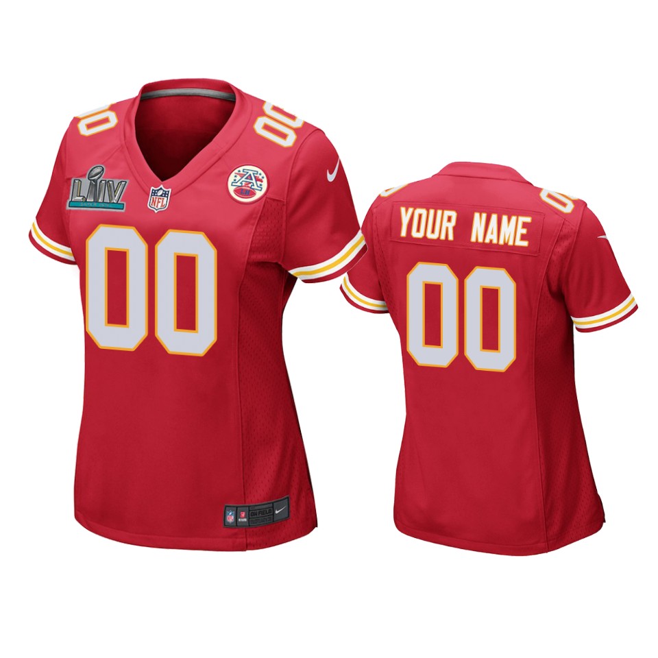 Women's Kansas City Chiefs Custom Red Super Bowl LIV Game Jersey