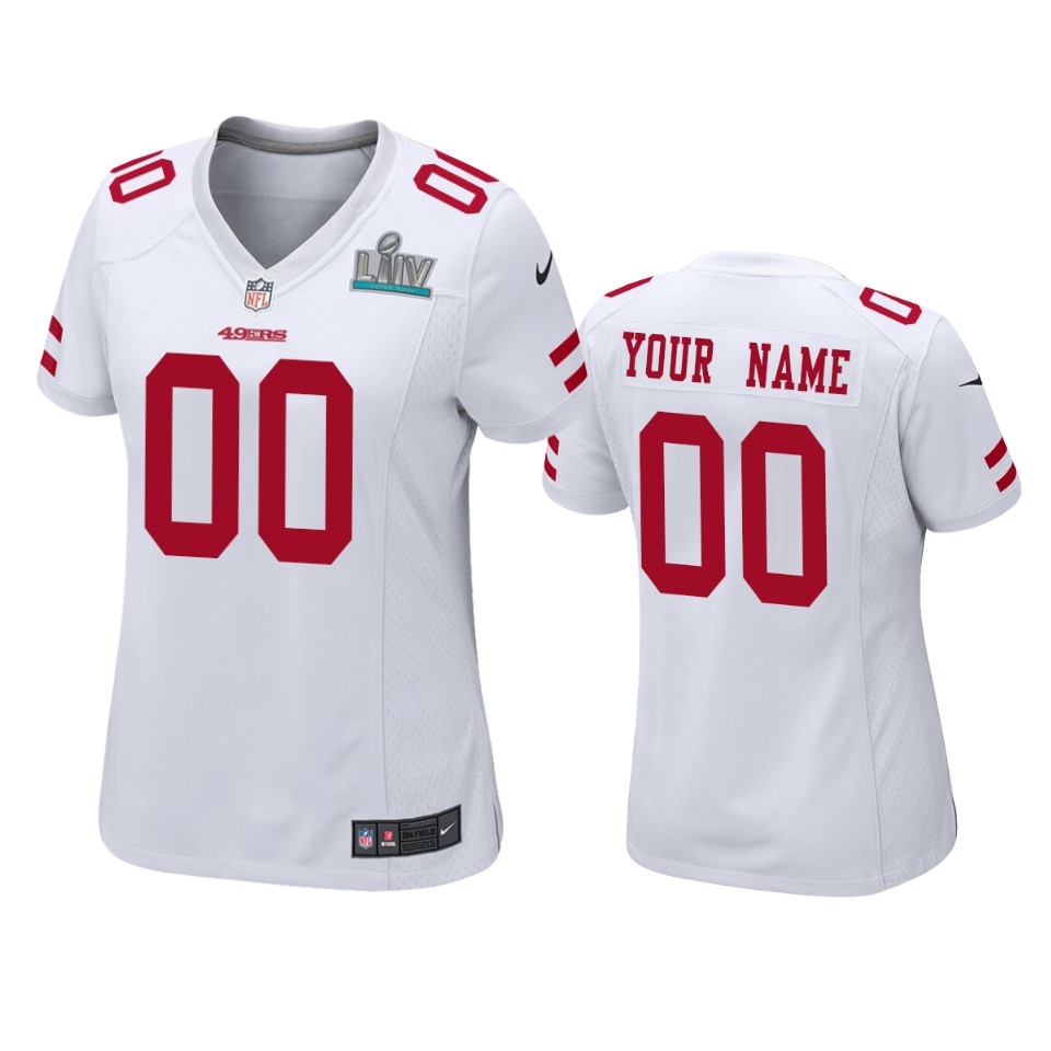 Women's San Francisco  Custom White Super Bowl LIV Game Jersey