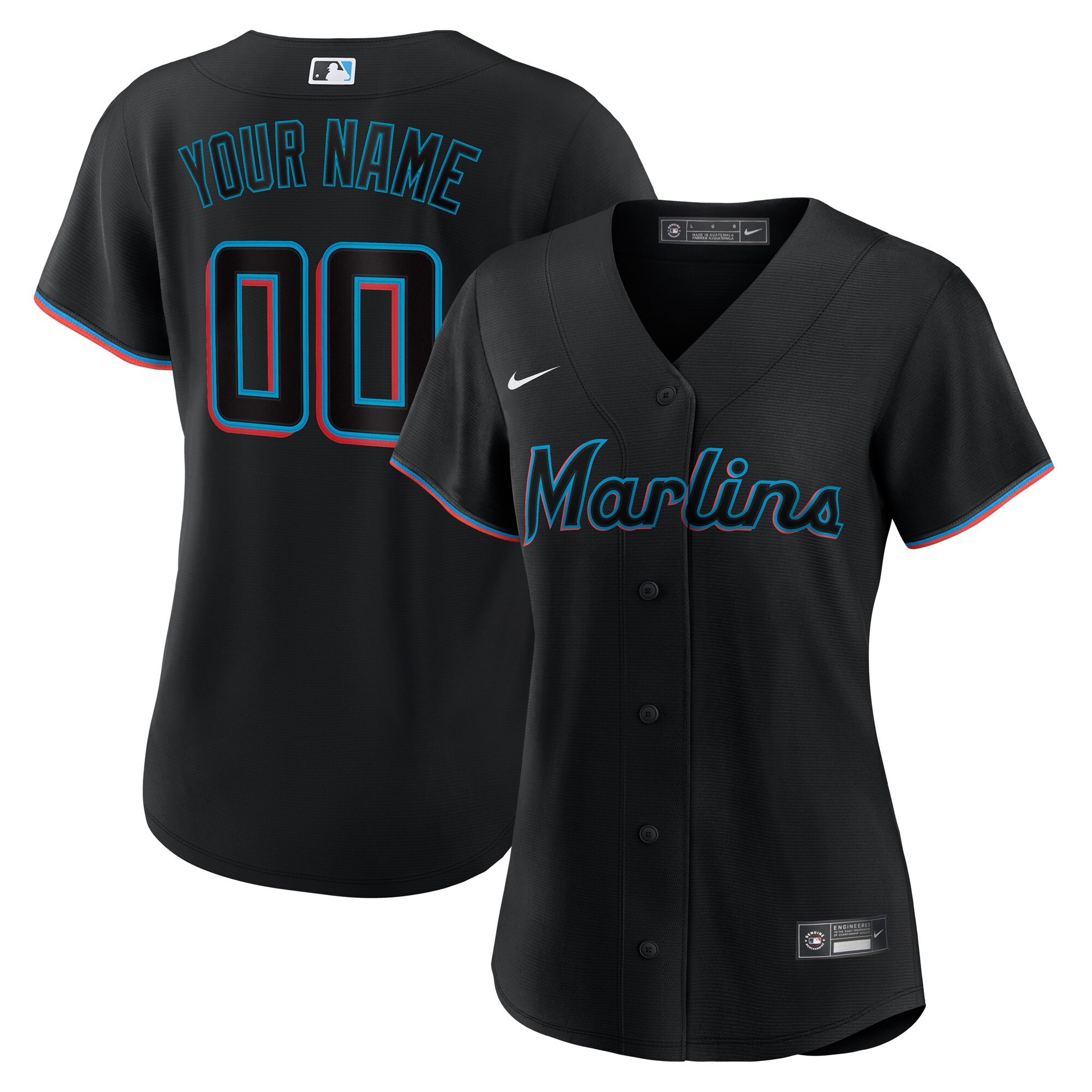 Women's Miami Marlins Nike Black Alternate Custom Replica Jersey