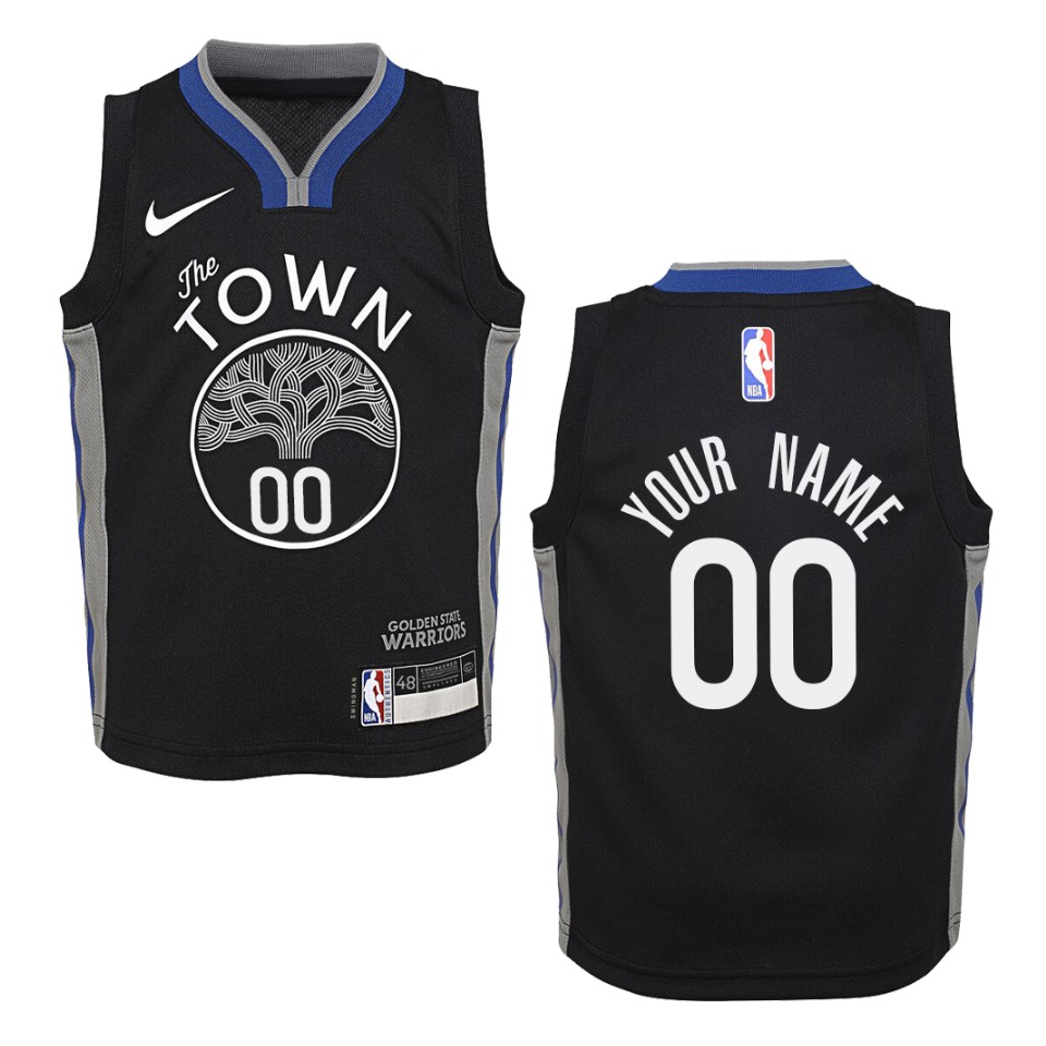 Youth 2019-20 Golden State Warriors #00 Custom City Swingman Jersey - Black