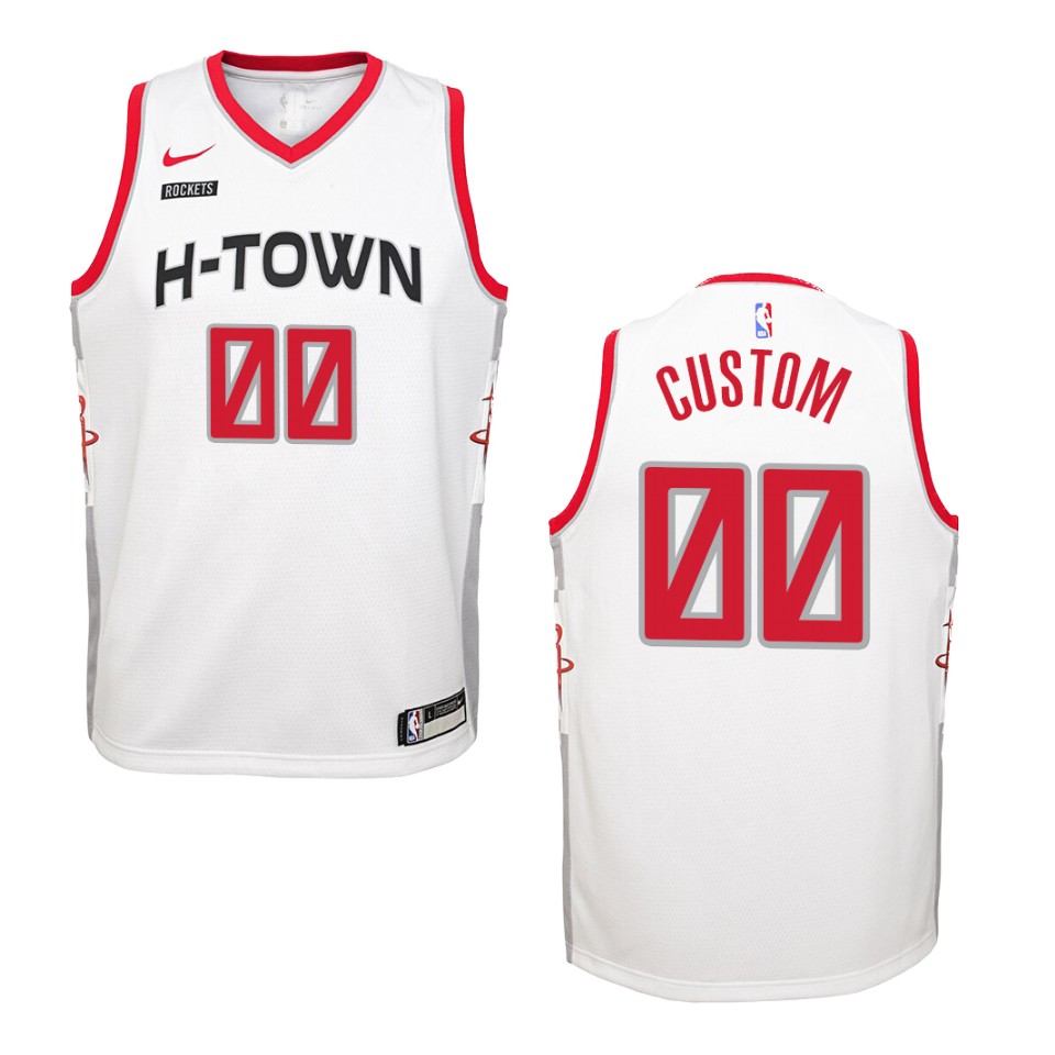 Youth 2019-20 Houston Rockets #00 Custom City Swingman Jersey - White