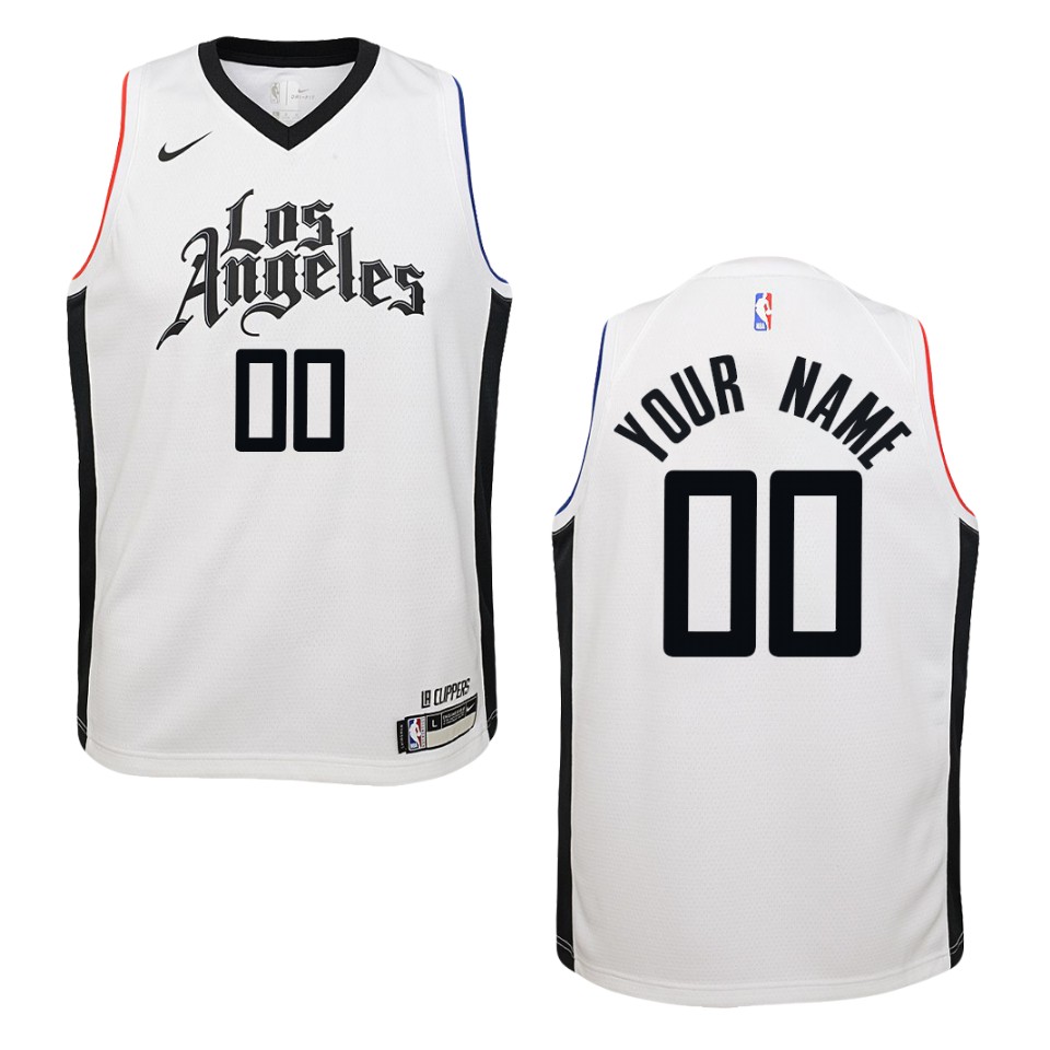 Youth 2019-20 Los Angeles Clippers #00 Custom City Swingman Jersey - White