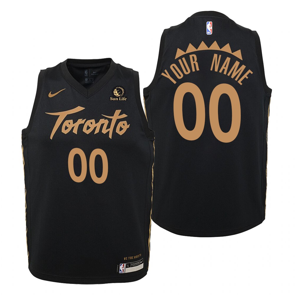 Youth 2020 Season Raptors #00 Custom Black Sun Life Patch Swingman Jersey - City Edition