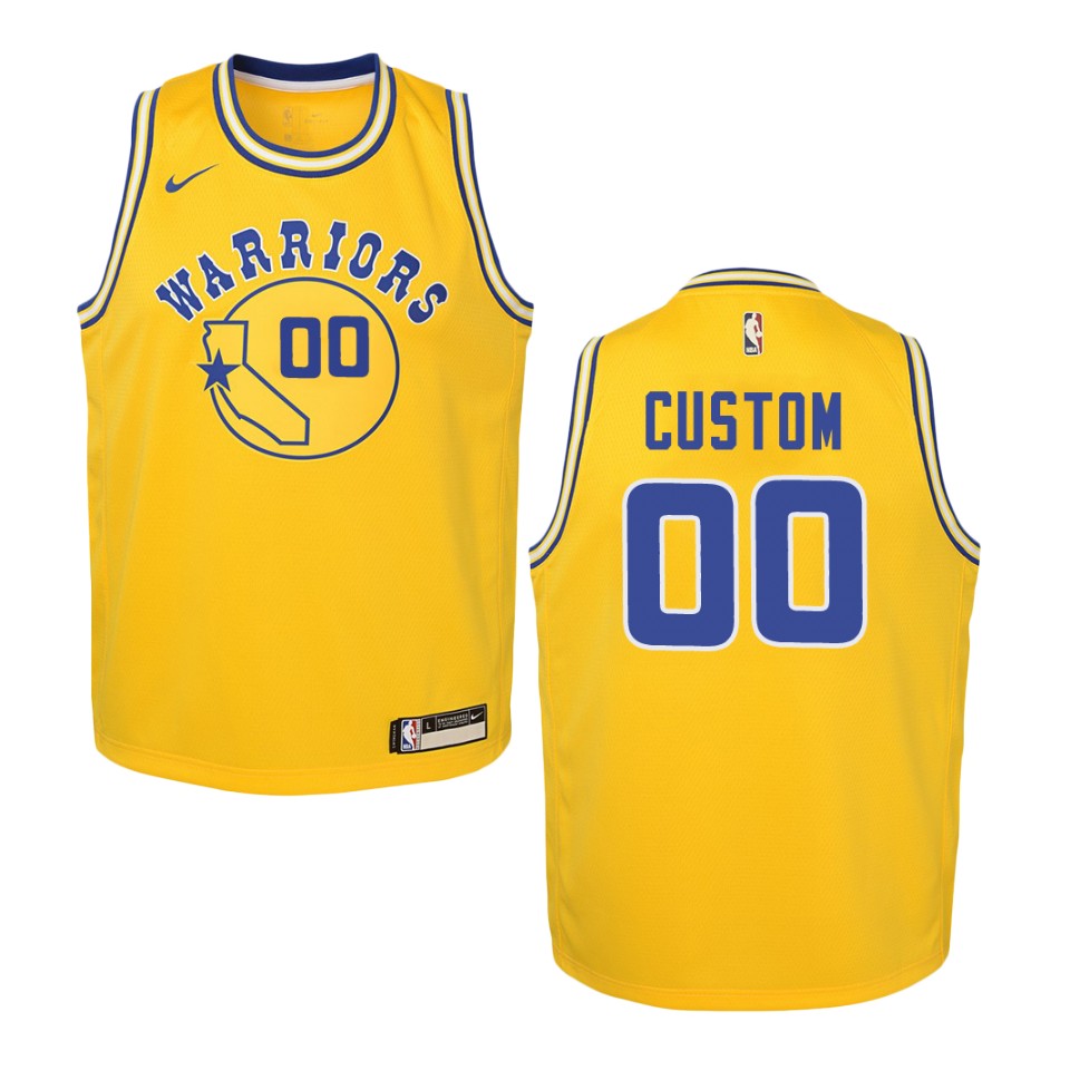 Youth Golden State Warriors #00 Custom Hardwood Classics Swingman Jersey - Gold