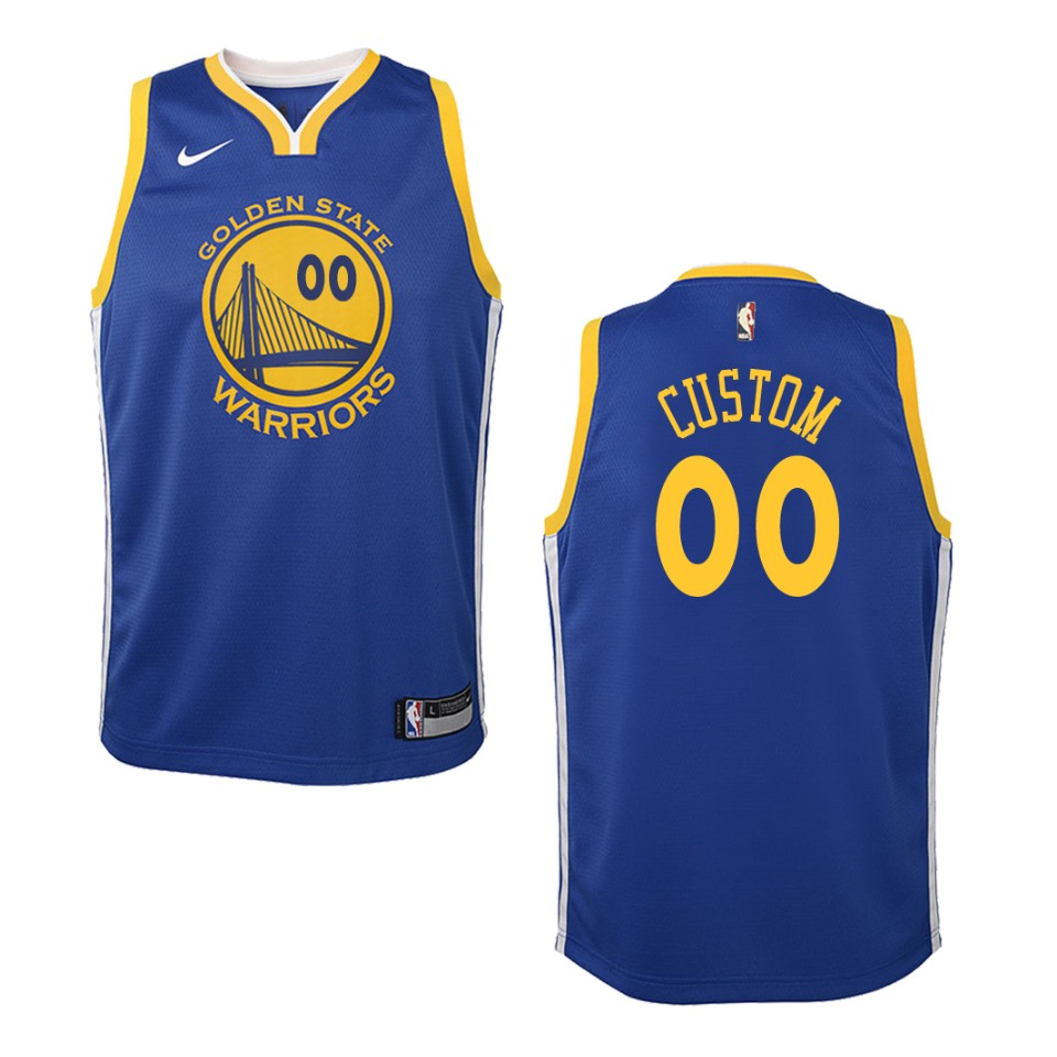 Youth Golden State Warriors #00 Custom Icon Swingman Jersey - Blue