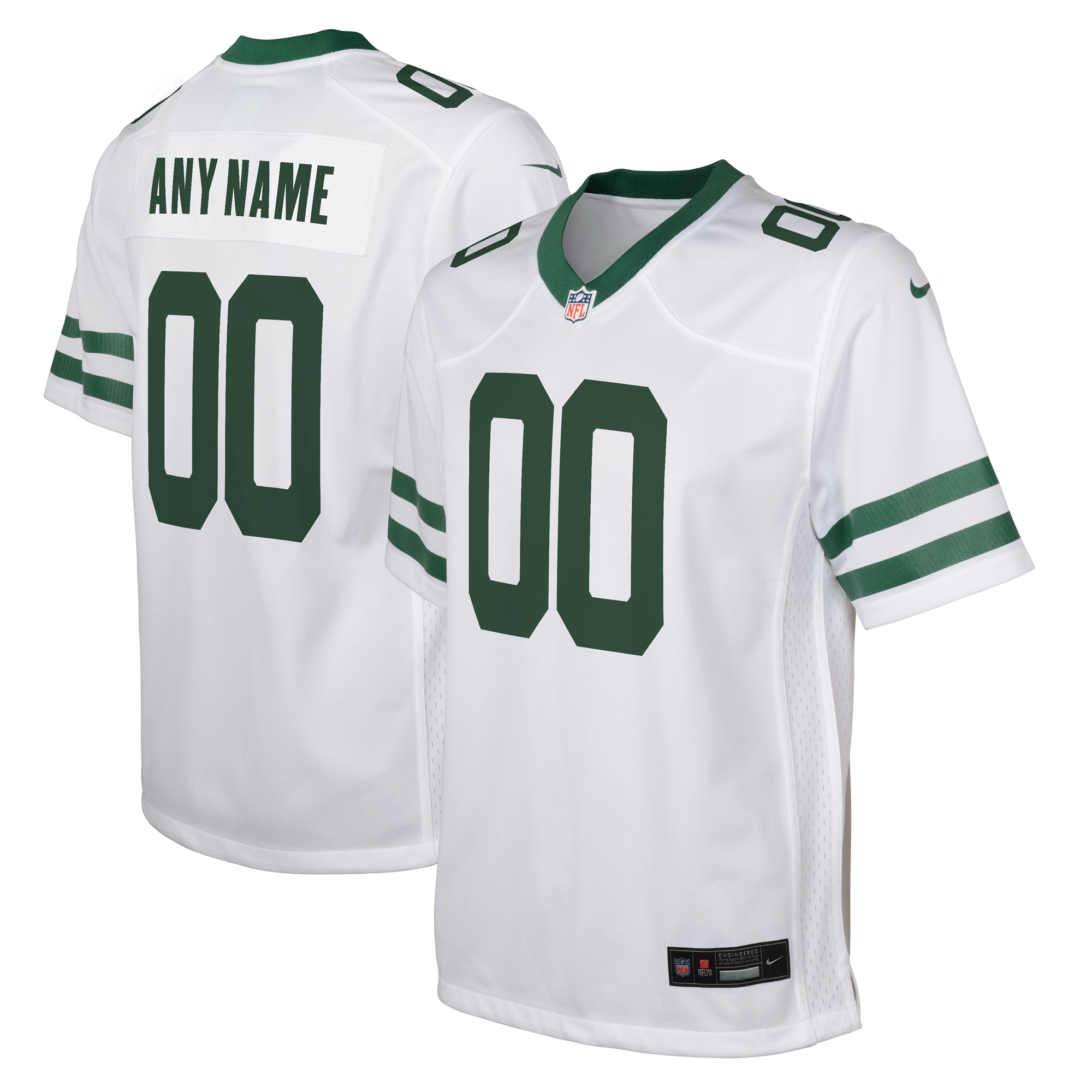 Youth New York Jets Nike White Legacy Custom Game Jersey