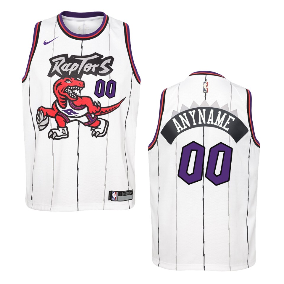 Youth Toronto Raptors #00 Custom Hardwood Classics Swingman Jersey - White