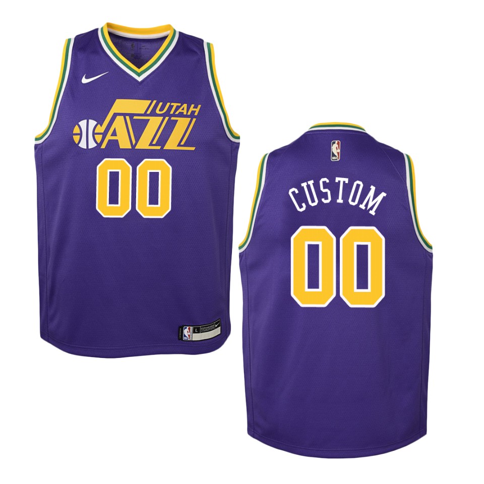 Youth Utah Jazz #00 Custom Hardwood Classics Swingman Jersey - Purple